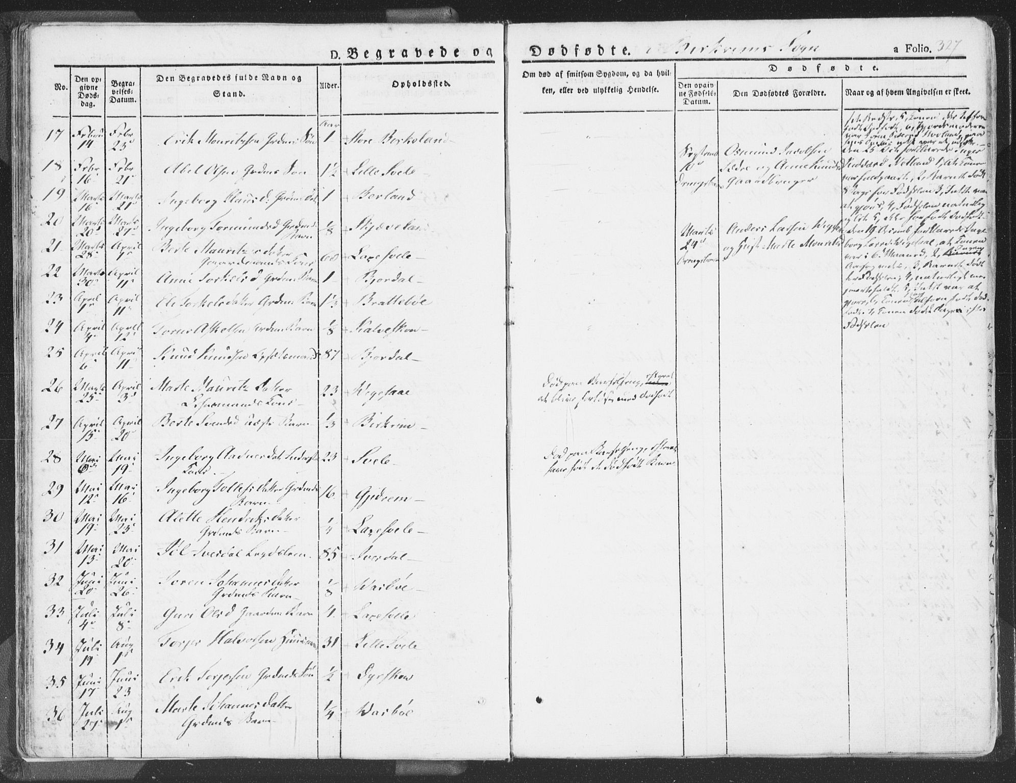 Helleland sokneprestkontor, AV/SAST-A-101810: Parish register (official) no. A 6.2, 1834-1863, p. 327