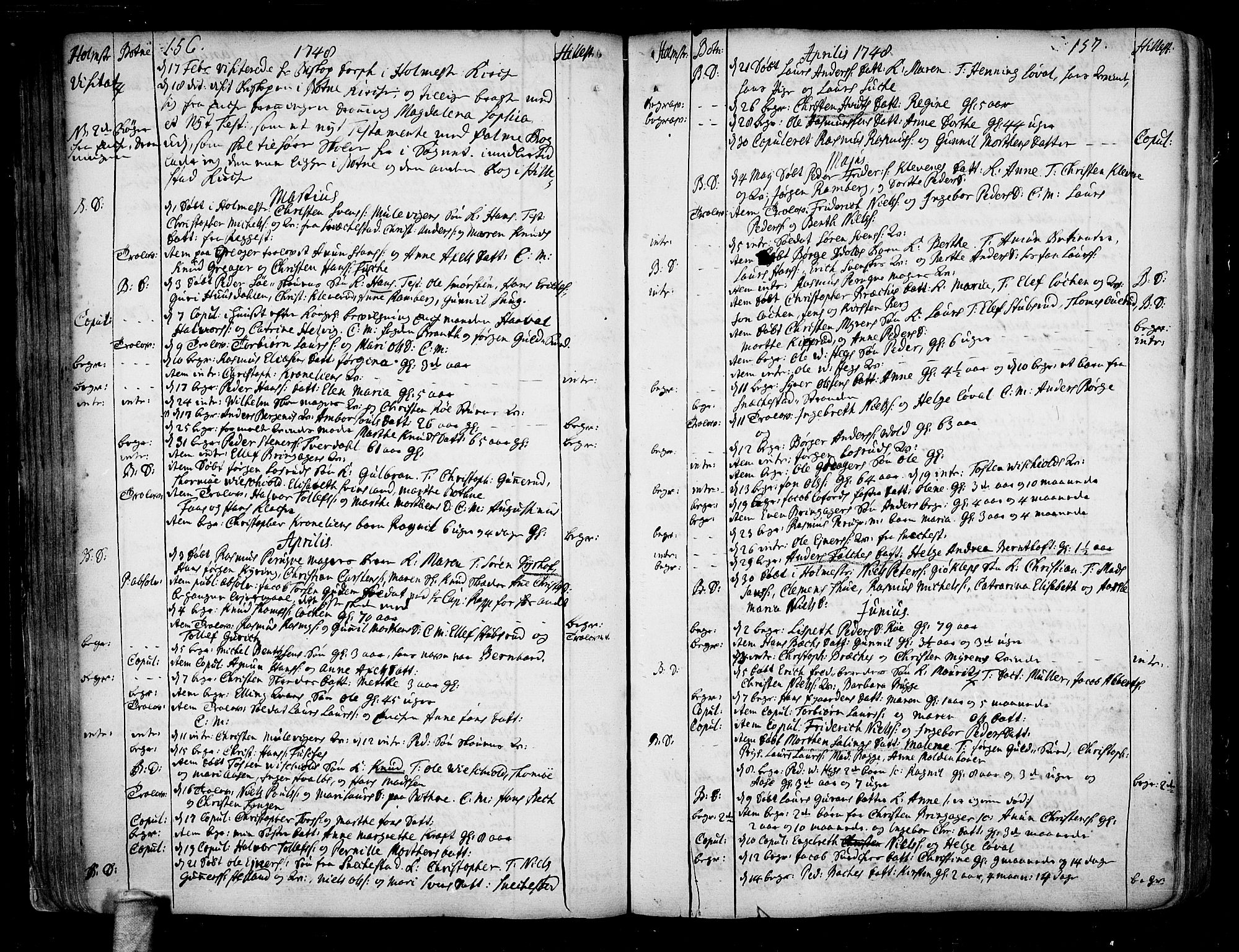 Botne kirkebøker, SAKO/A-340/F/Fa/L0001a: Parish register (official) no. I 1A, 1707-1778, p. 156-157