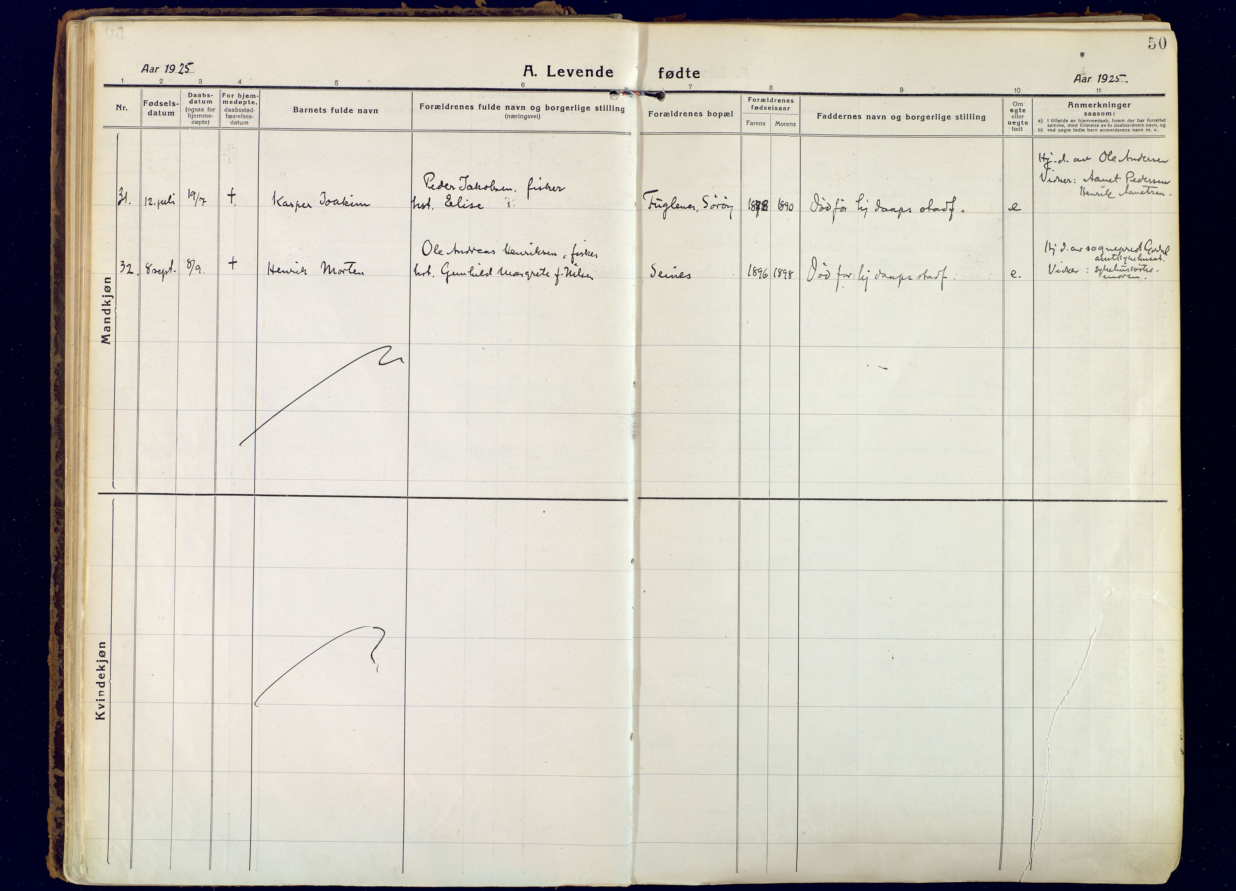 Hammerfest sokneprestkontor, AV/SATØ-S-1347/H/Ha/L0018.kirke: Parish register (official) no. 18, 1918-1933, p. 50