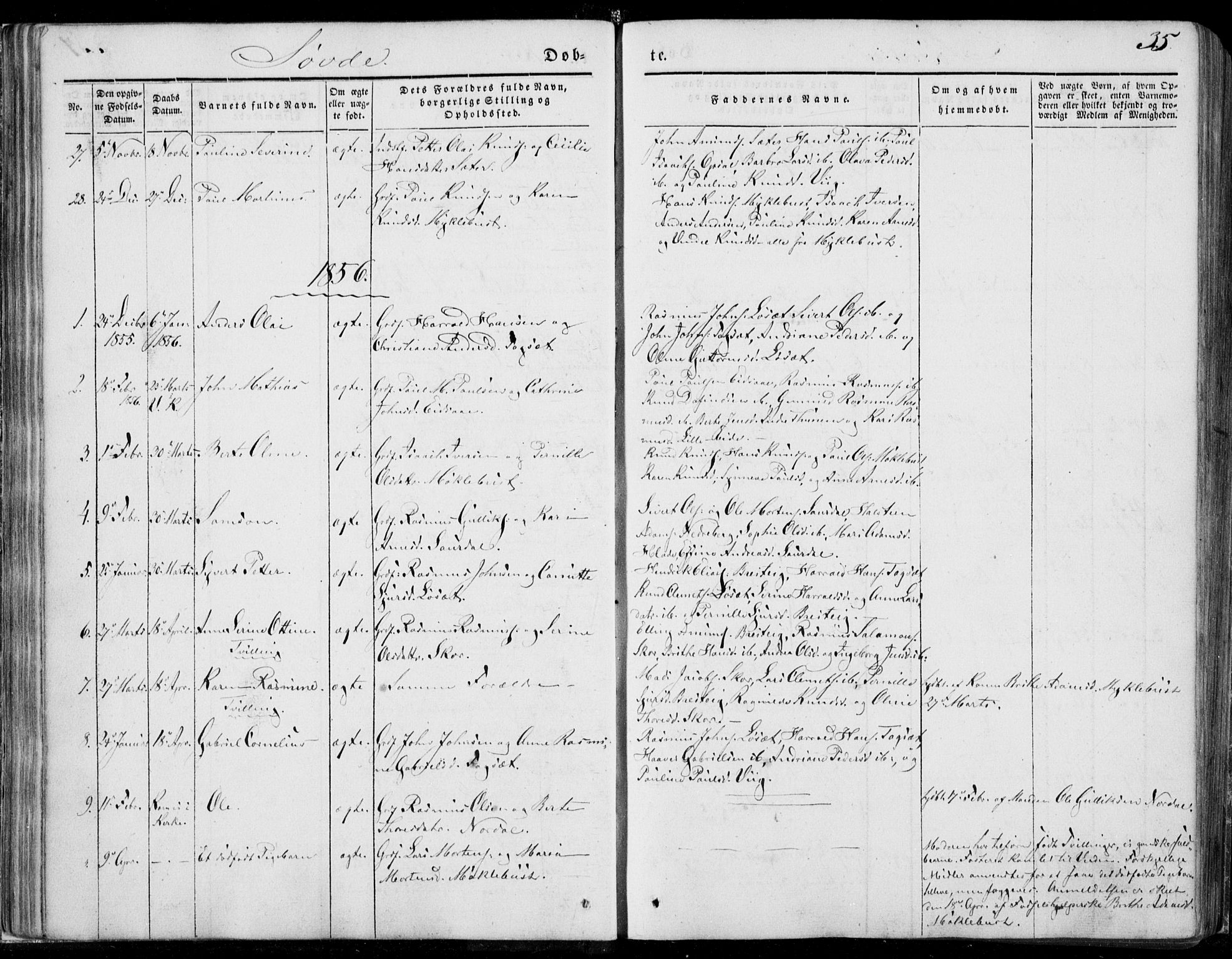 Ministerialprotokoller, klokkerbøker og fødselsregistre - Møre og Romsdal, AV/SAT-A-1454/502/L0023: Parish register (official) no. 502A01, 1844-1873, p. 35