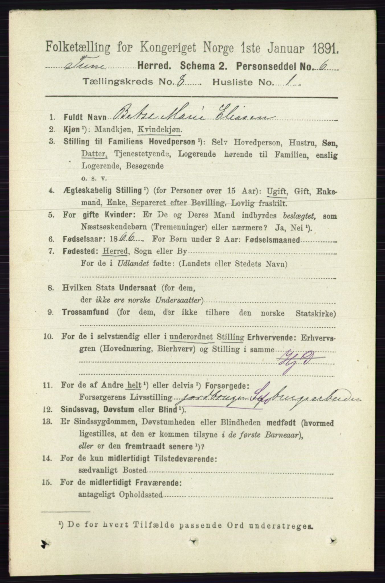 RA, 1891 census for 0130 Tune, 1891, p. 5781