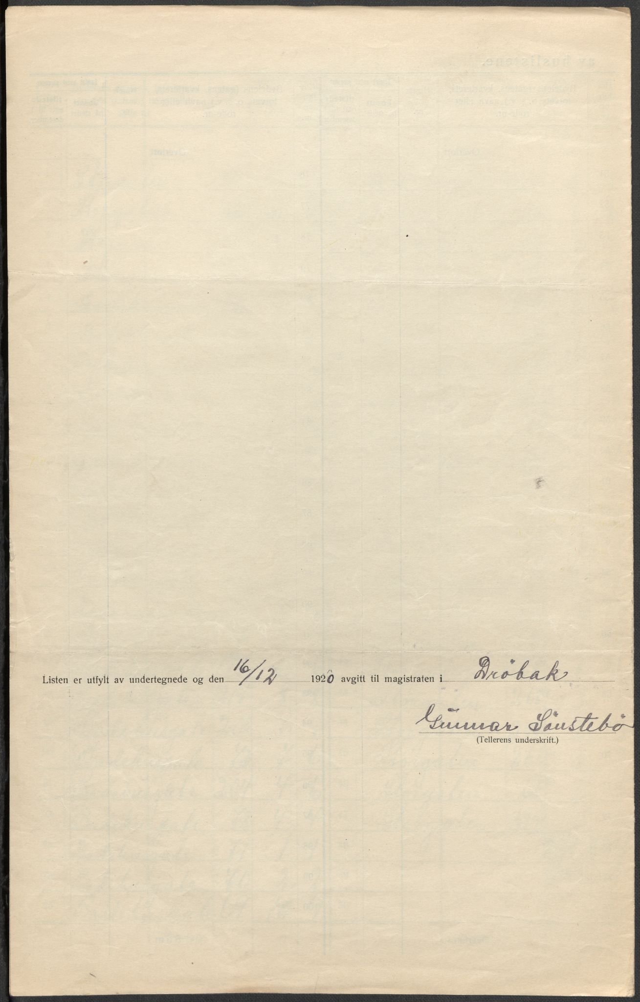 SAO, 1920 census for Drøbak, 1920, p. 27