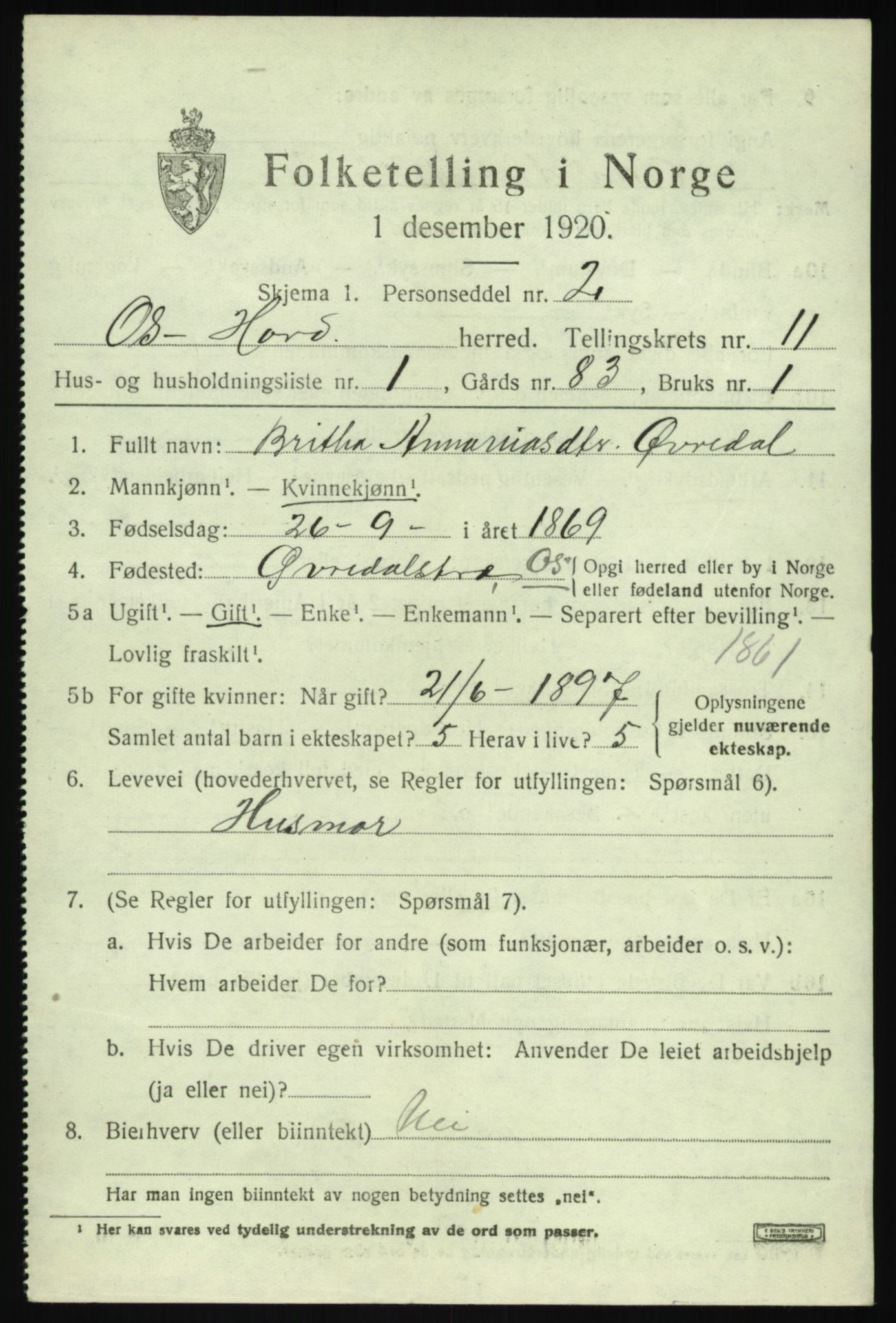 SAB, 1920 census for Os, 1920, p. 8780