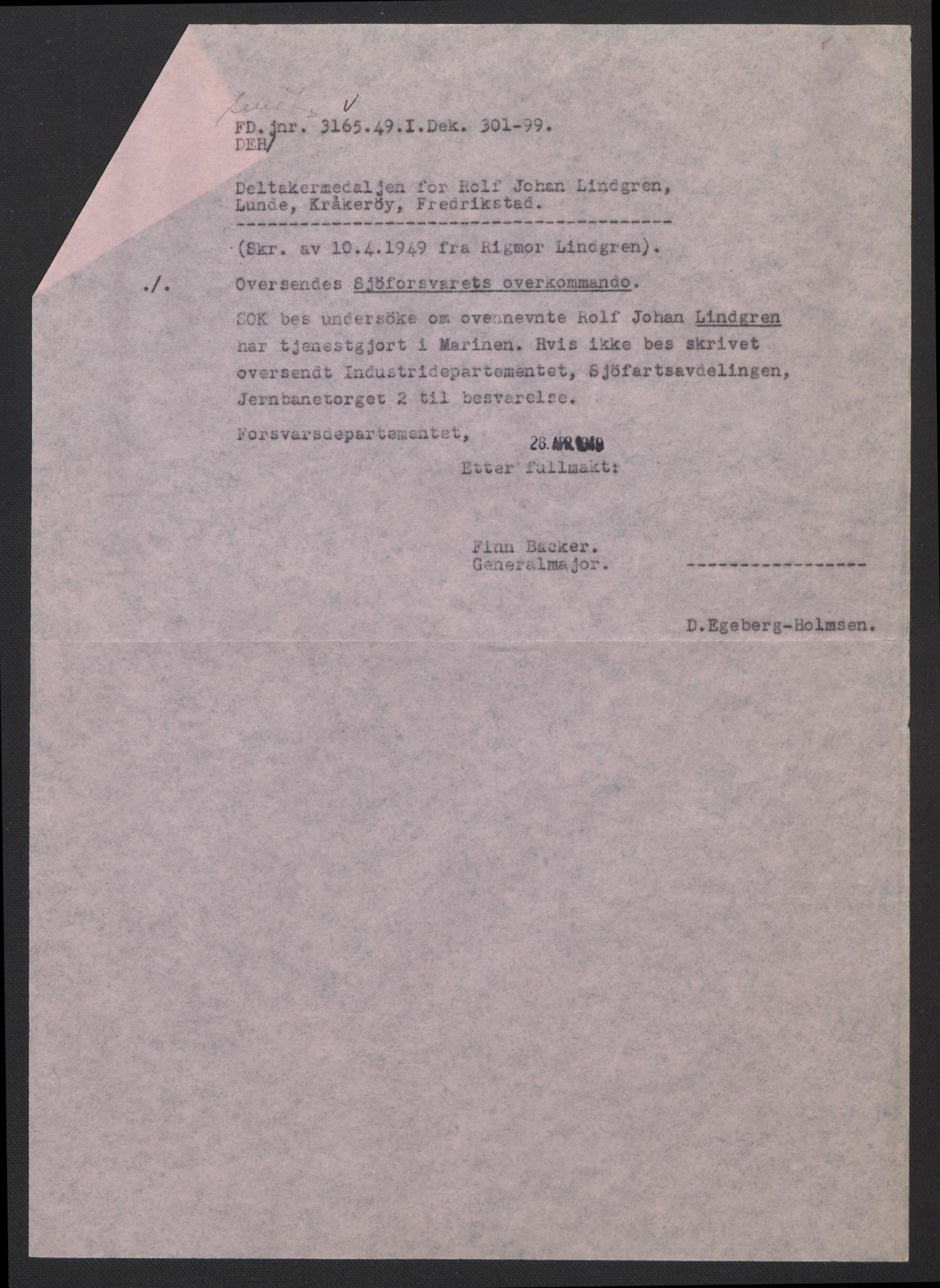 Forsvarsdepartementet, arkivet 1940-1945, AV/RA-RAFA-2062, 1940-1945, p. 1018