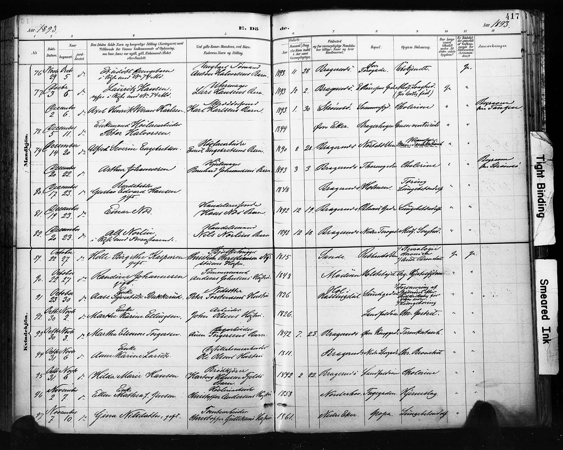 Bragernes kirkebøker, AV/SAKO-A-6/F/Fb/L0007: Parish register (official) no. II 7, 1885-1893, p. 417