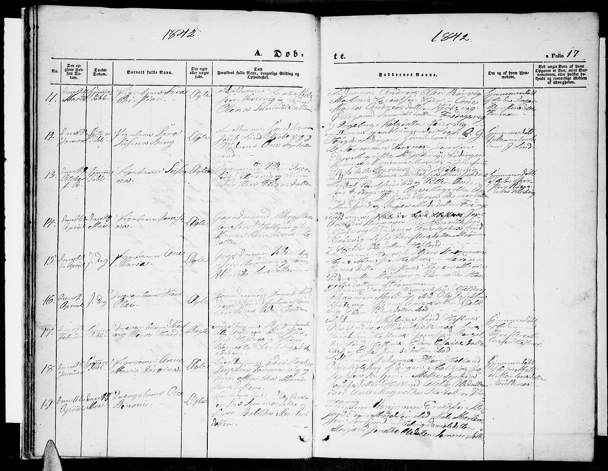 Ministerialprotokoller, klokkerbøker og fødselsregistre - Nordland, AV/SAT-A-1459/872/L1045: Parish register (copy) no. 872C01, 1840-1851, p. 17