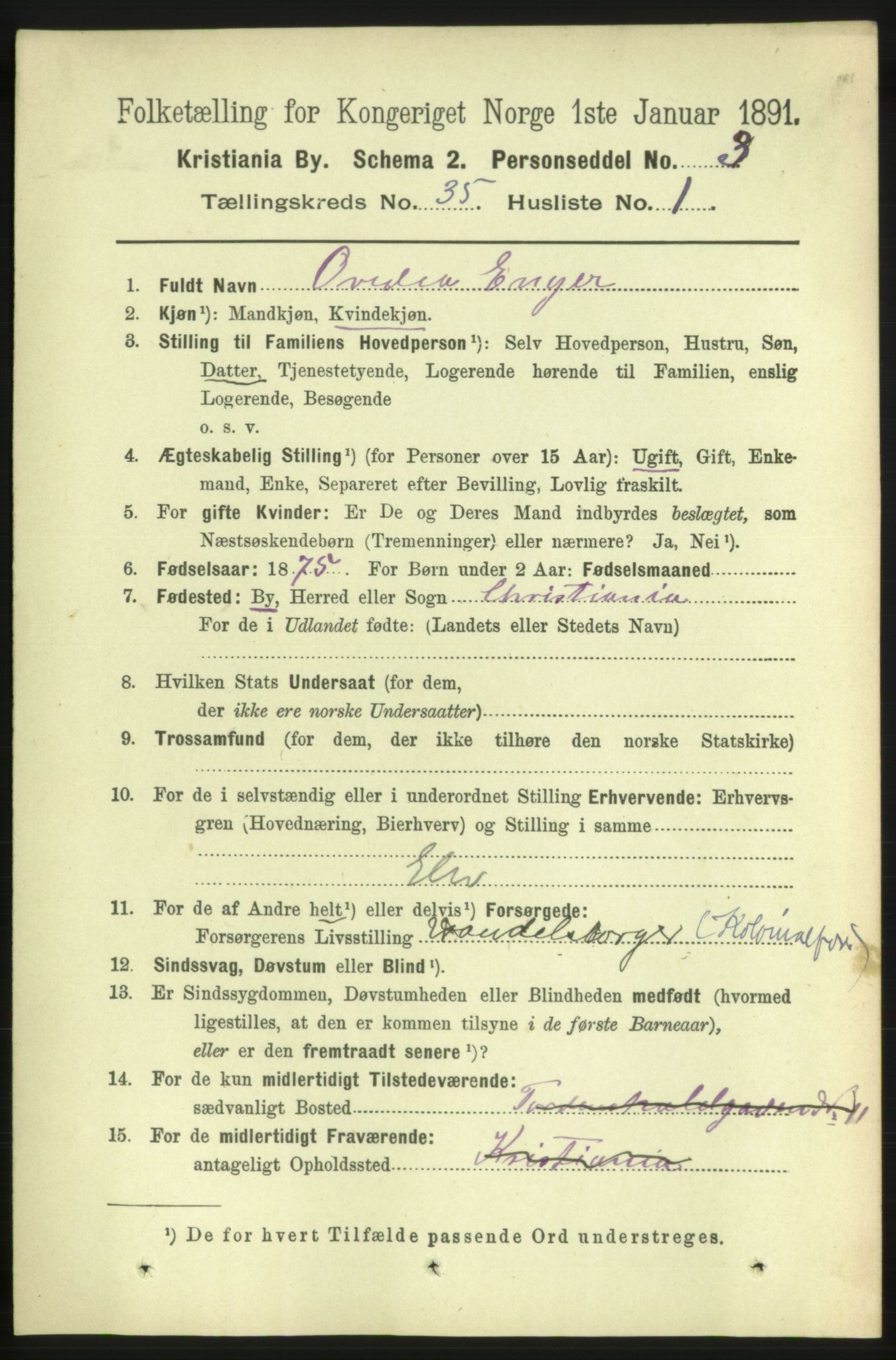 RA, 1891 census for 0301 Kristiania, 1891, p. 19233