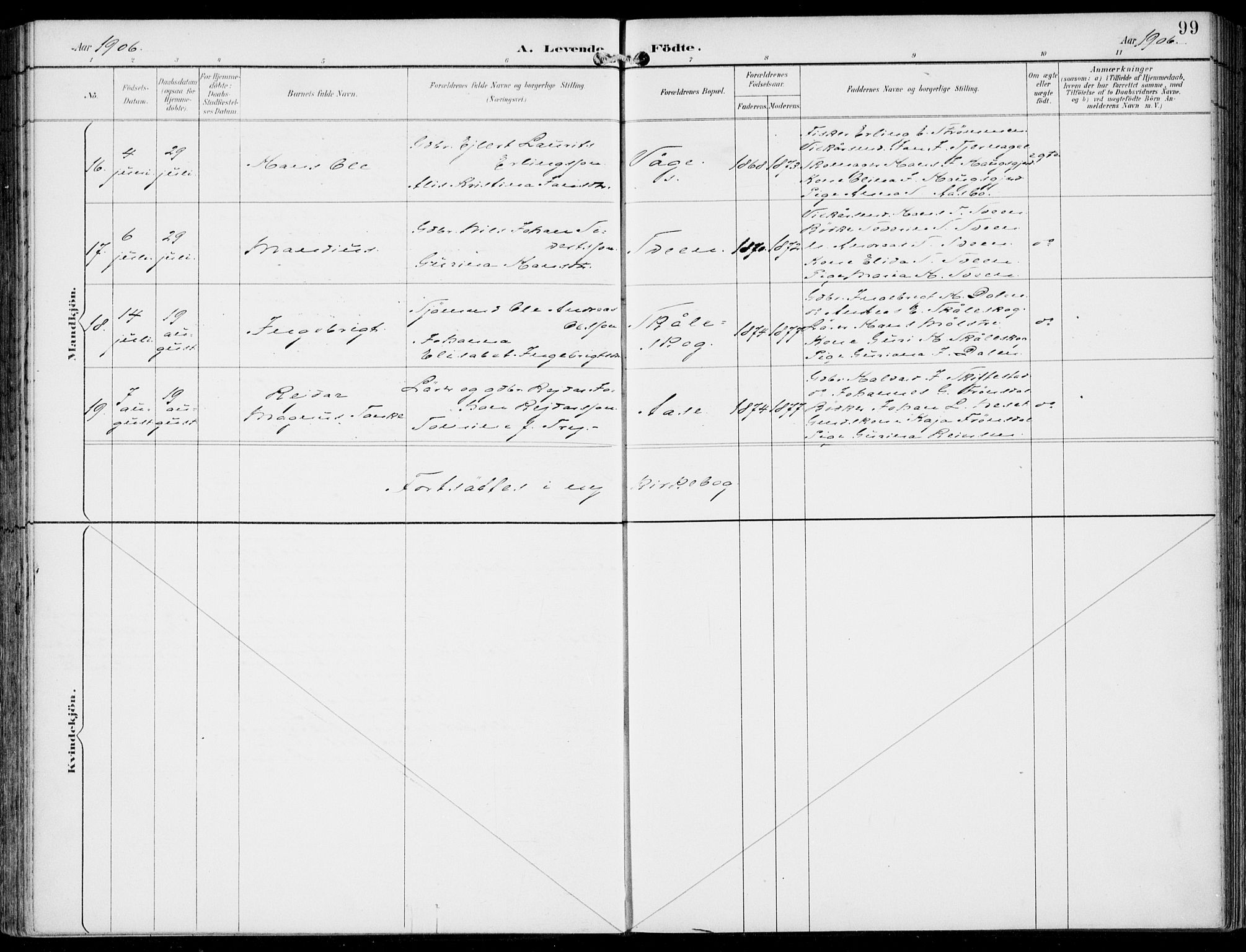 Sveio Sokneprestembete, AV/SAB-A-78501/H/Haa: Parish register (official) no. B  3, 1894-1906, p. 99