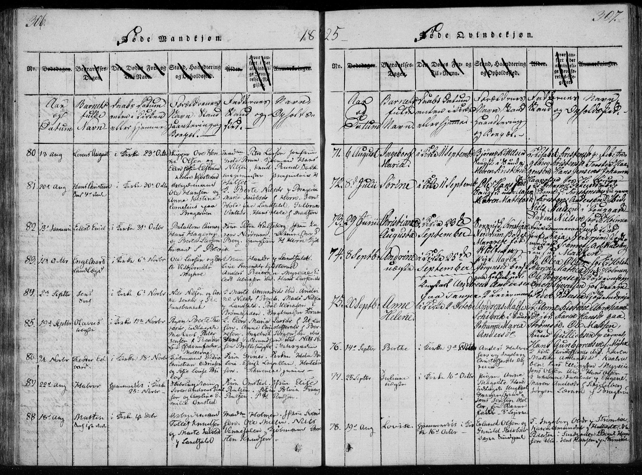 Bragernes kirkebøker, AV/SAKO-A-6/F/Fa/L0007: Parish register (official) no. I 7, 1815-1829, p. 306-307