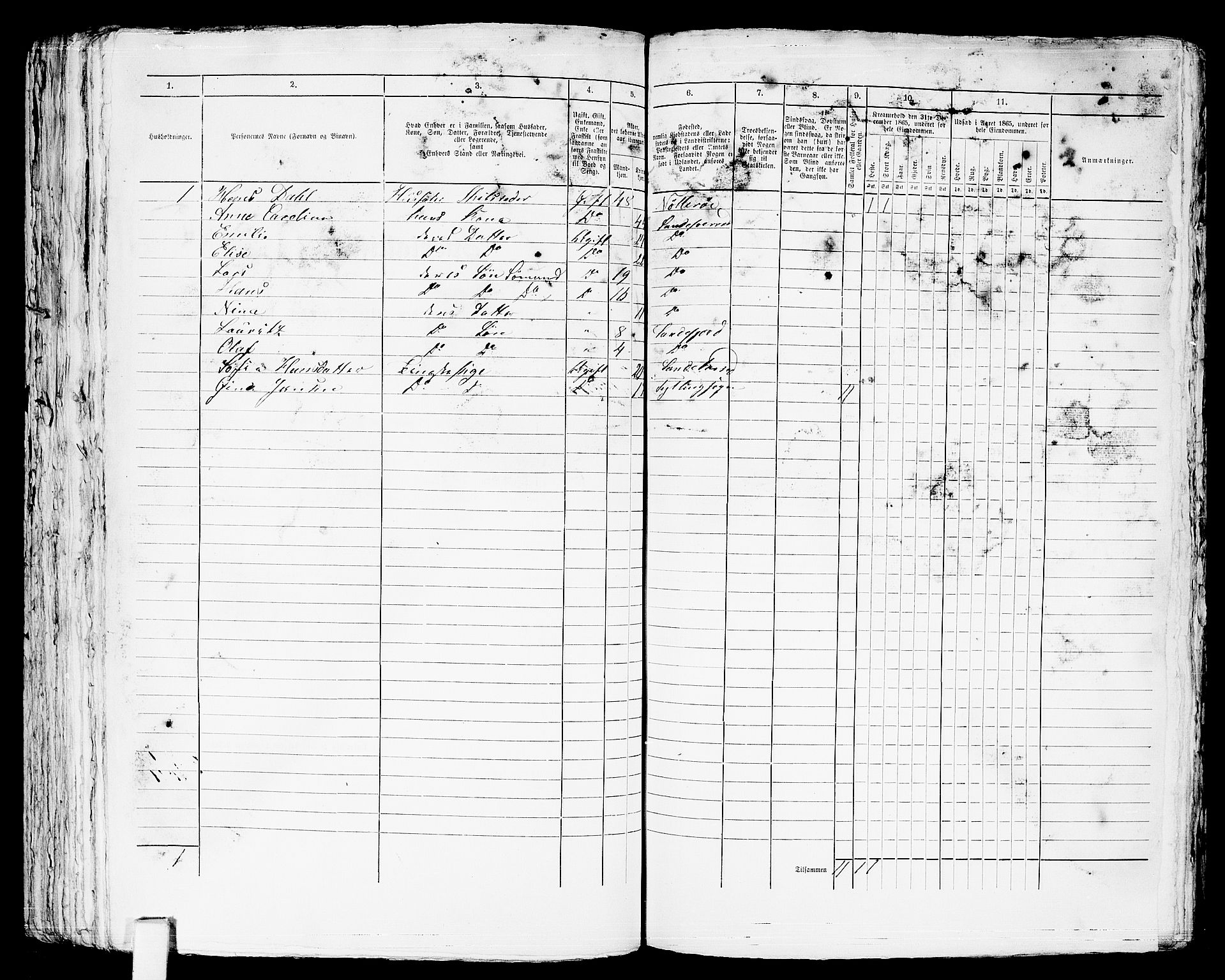 RA, 1865 census for Sandeherred/Sandefjord, 1865, p. 182