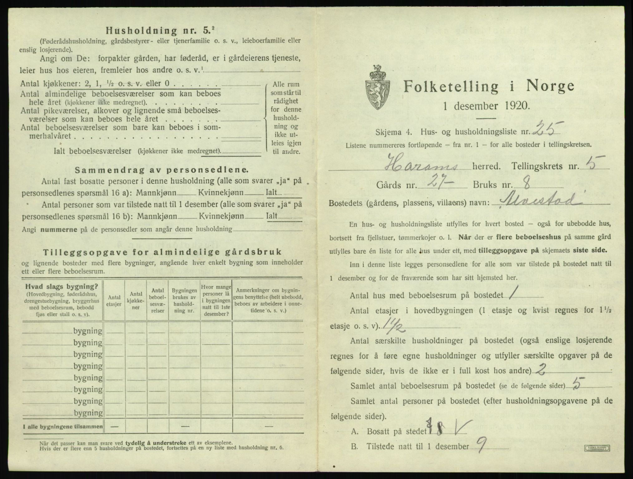 SAT, 1920 census for Haram, 1920, p. 341