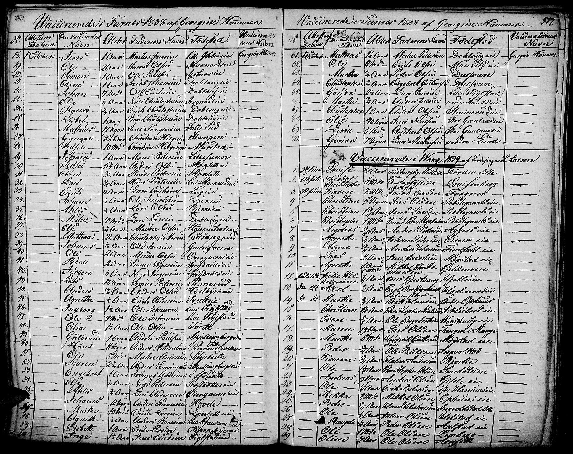 Vang prestekontor, Hedmark, SAH/PREST-008/H/Ha/Haa/L0009: Parish register (official) no. 9, 1826-1841, p. 517