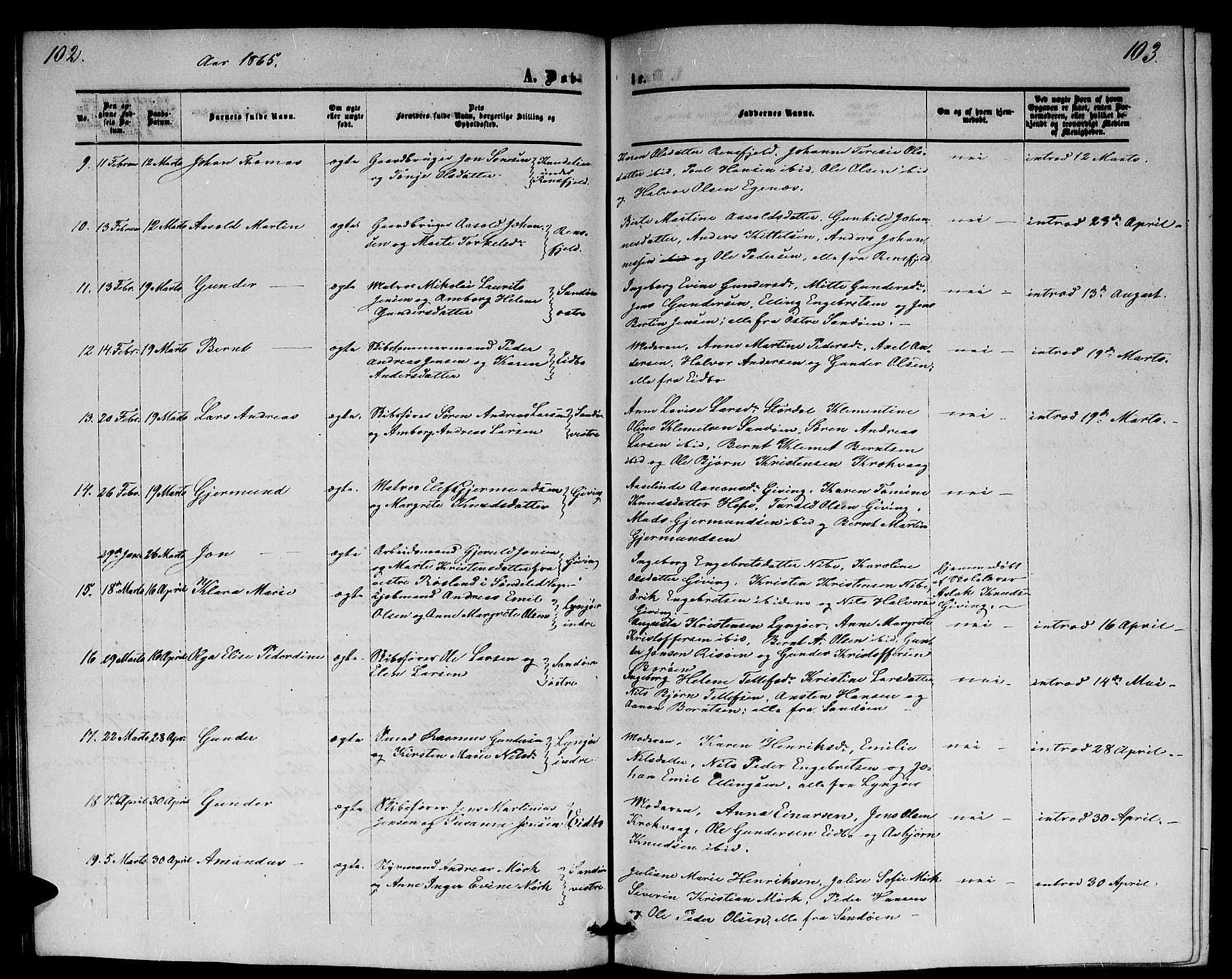 Dypvåg sokneprestkontor, AV/SAK-1111-0007/F/Fb/Fba/L0011: Parish register (copy) no. B 11, 1857-1872, p. 102-103