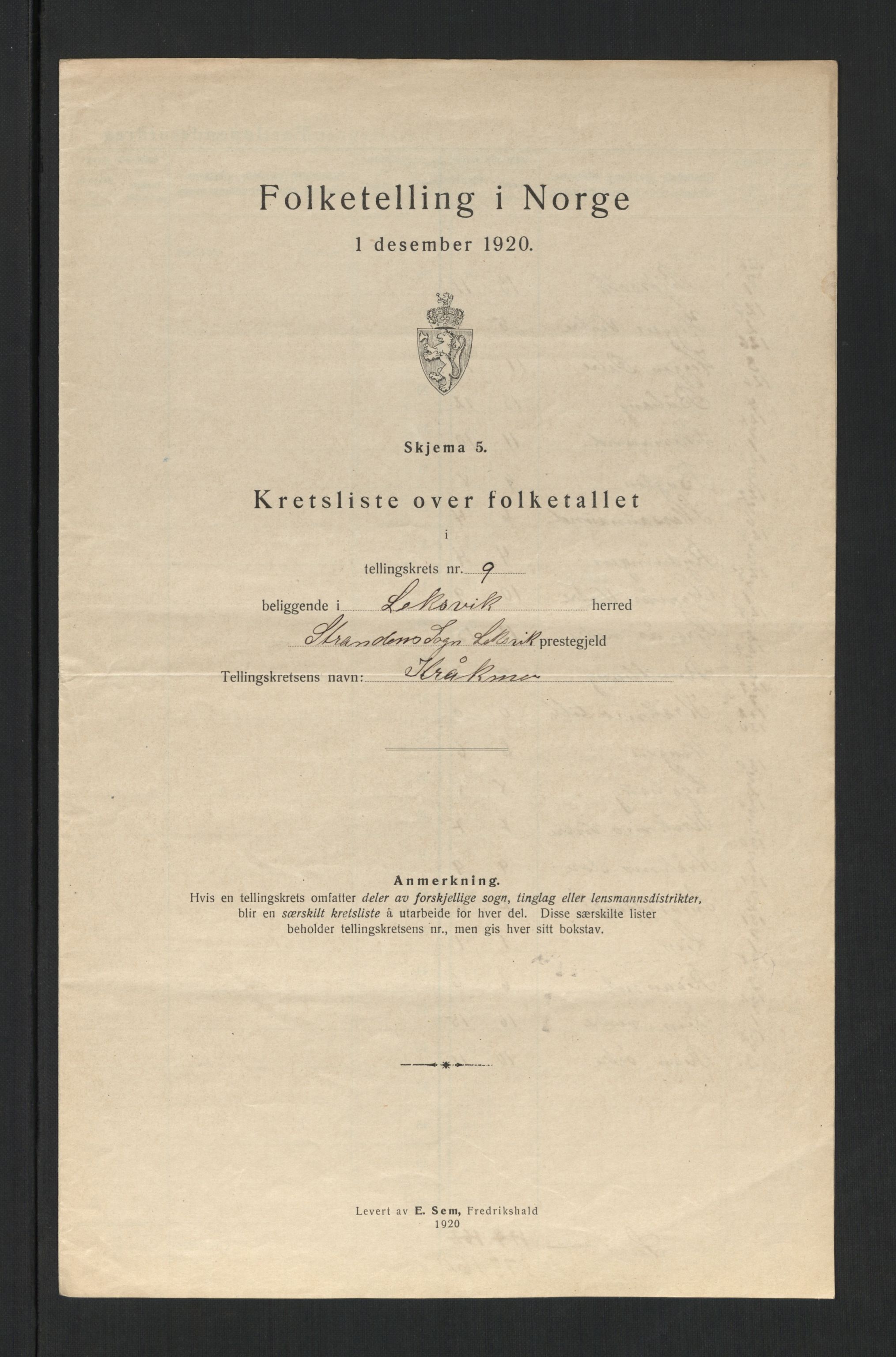 SAT, 1920 census for Leksvik, 1920, p. 39