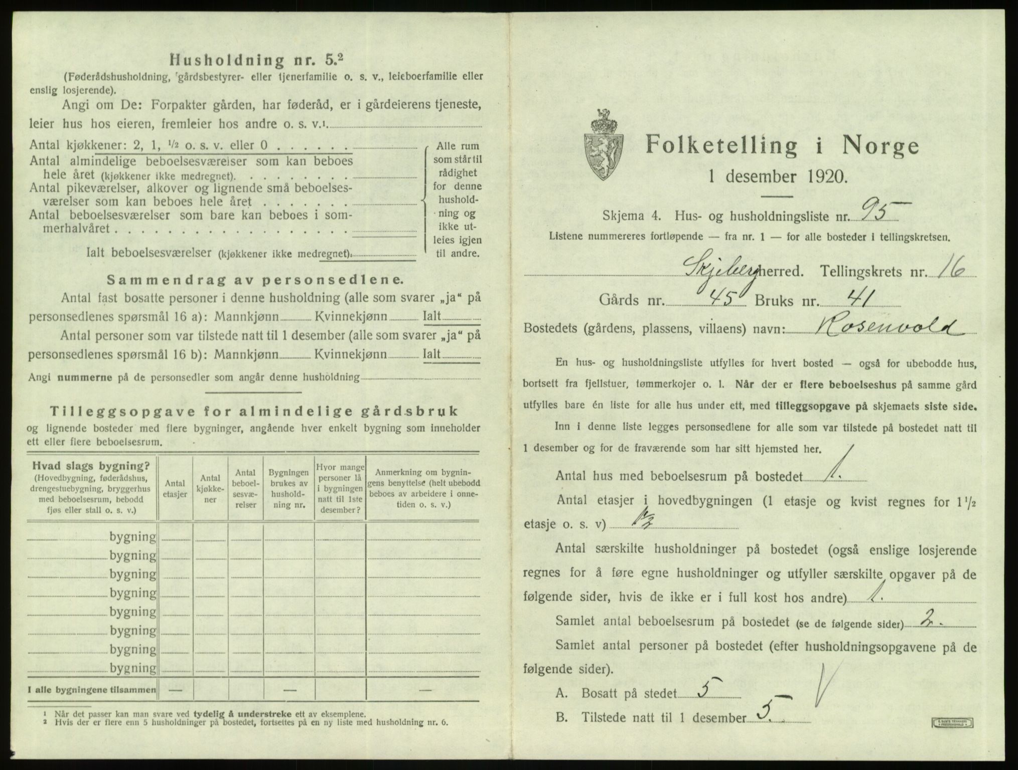 SAO, 1920 census for Skjeberg, 1920, p. 2357