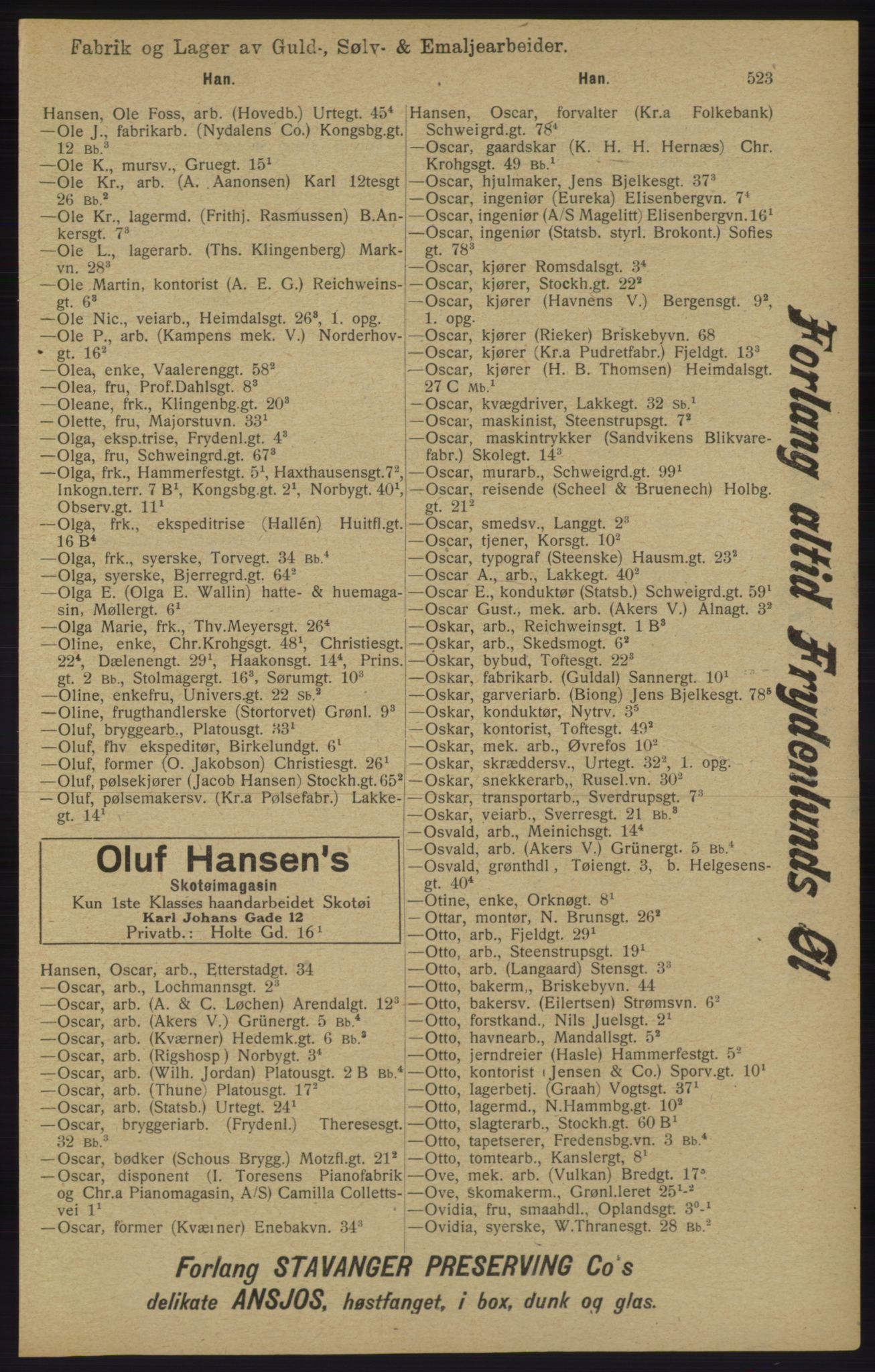 Kristiania/Oslo adressebok, PUBL/-, 1913, p. 535