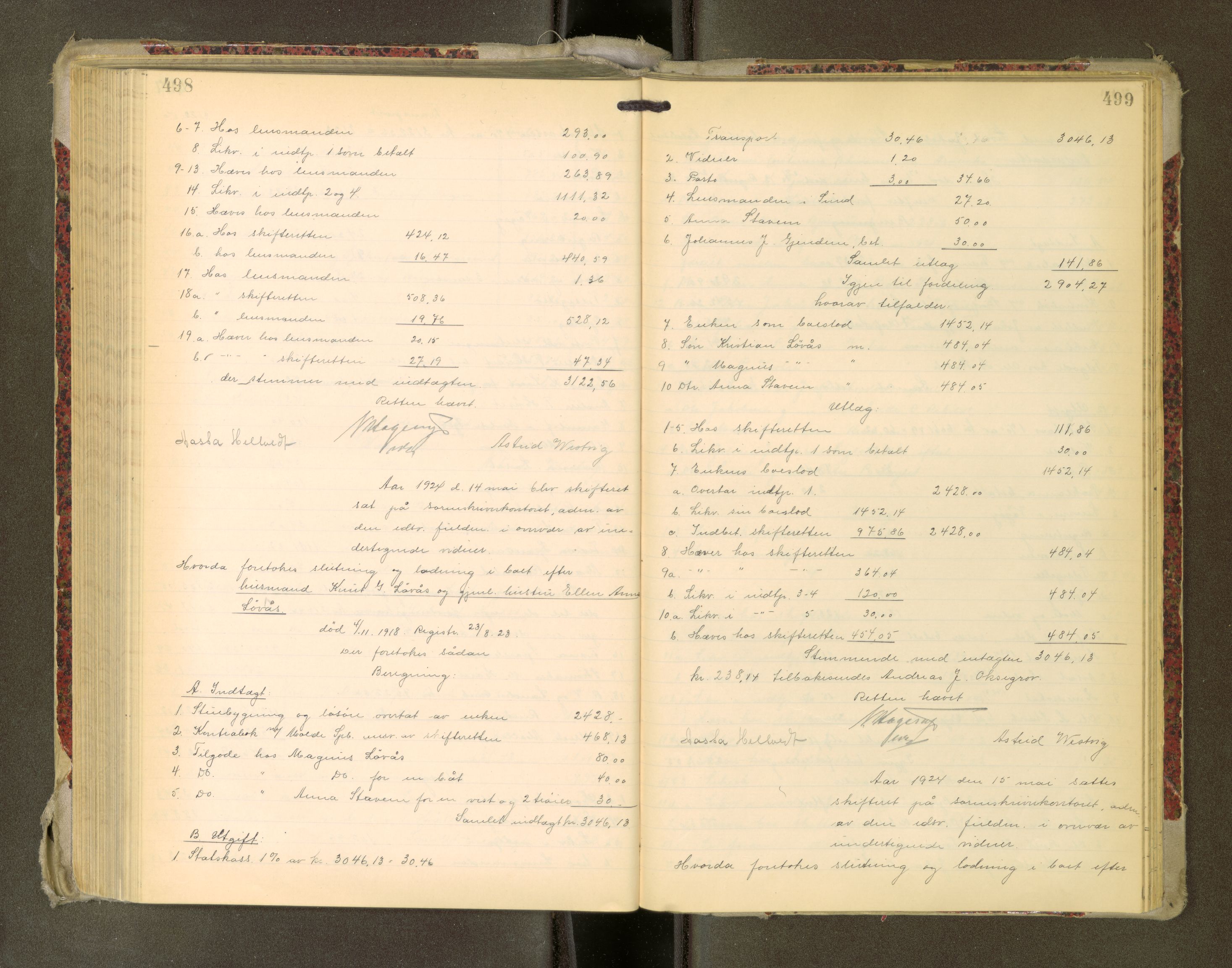 Romsdal sorenskriveri, AV/SAT-A-4149/1/3/3A/L0022: Skifteutlodnings Protokoll, 1920-1924, p. 498-499