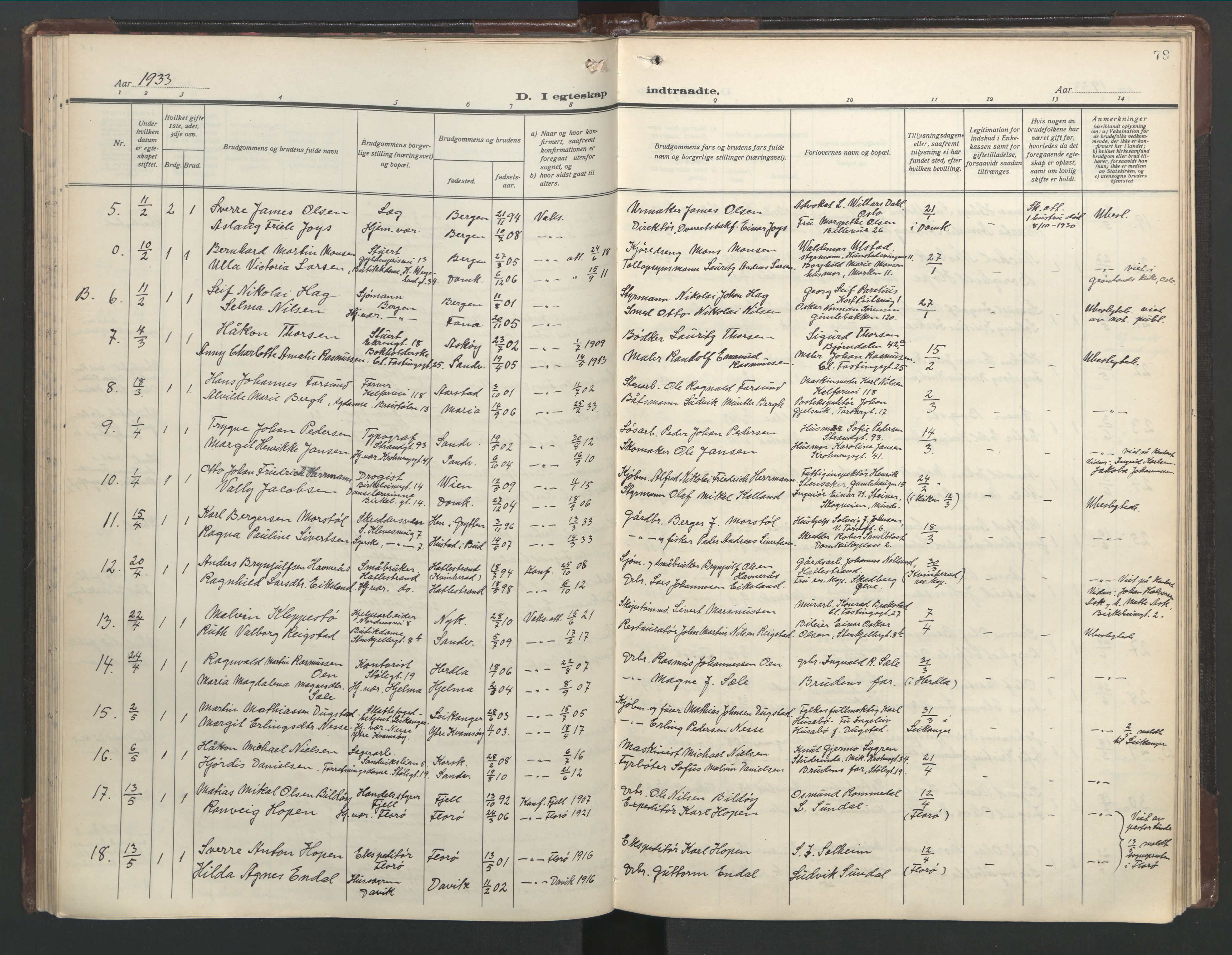 Mariakirken Sokneprestembete, SAB/A-76901/H/Hab/L0011: Parish register (copy) no. A 11, 1938-1955, p. 77b-78a