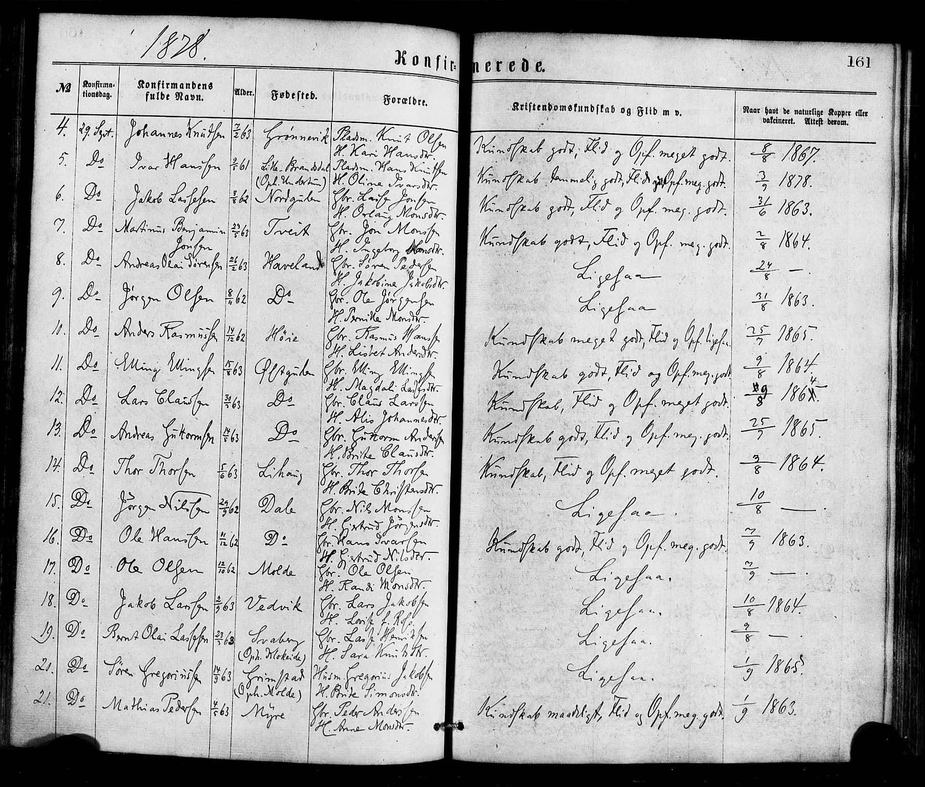 Gulen sokneprestembete, SAB/A-80201/H/Haa/Haaa/L0023: Parish register (official) no. A 23, 1870-1880, p. 161