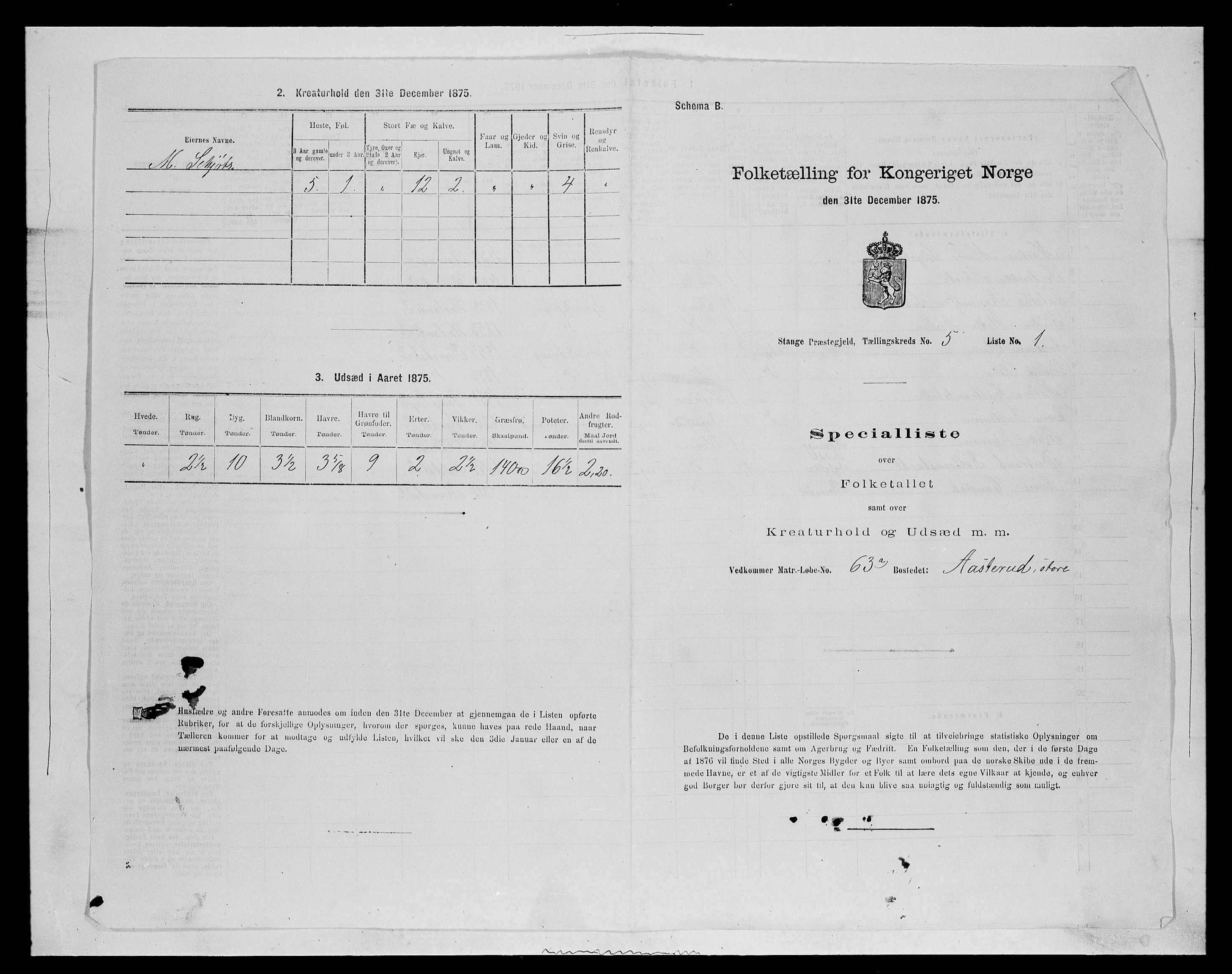 SAH, 1875 census for 0417P Stange, 1875, p. 765