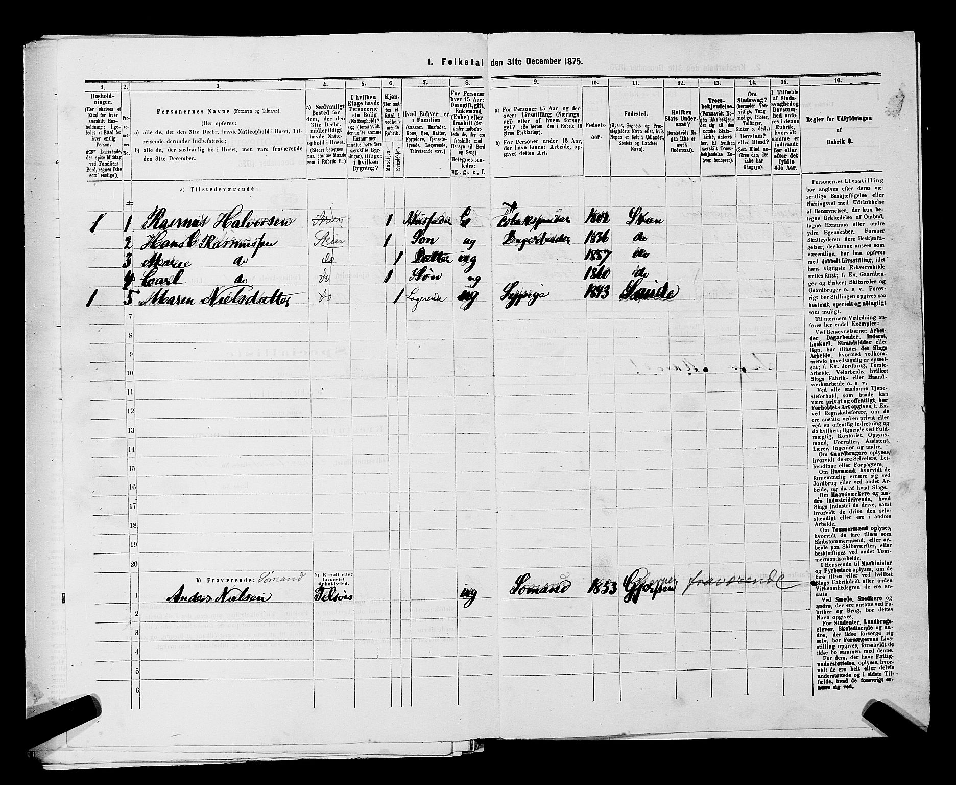 SAKO, 1875 census for 0806P Skien, 1875, p. 242