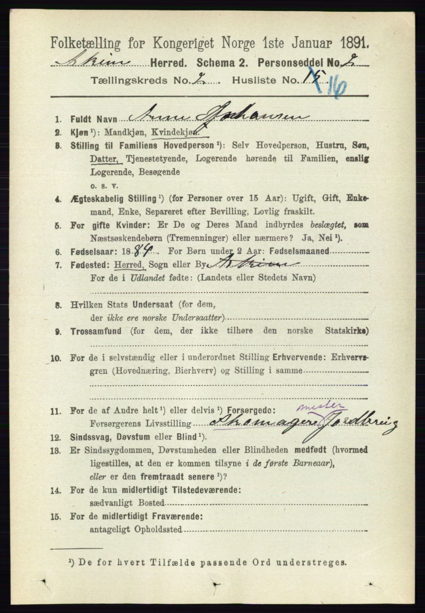 RA, 1891 census for 0124 Askim, 1891, p. 333