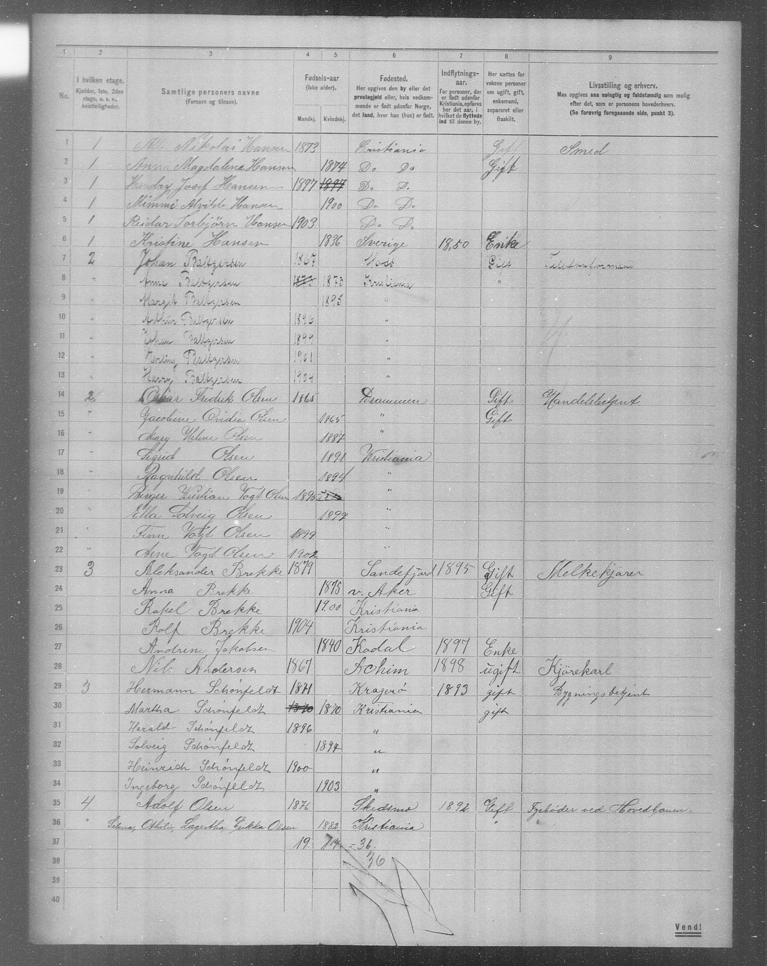 OBA, Municipal Census 1904 for Kristiania, 1904, p. 13677