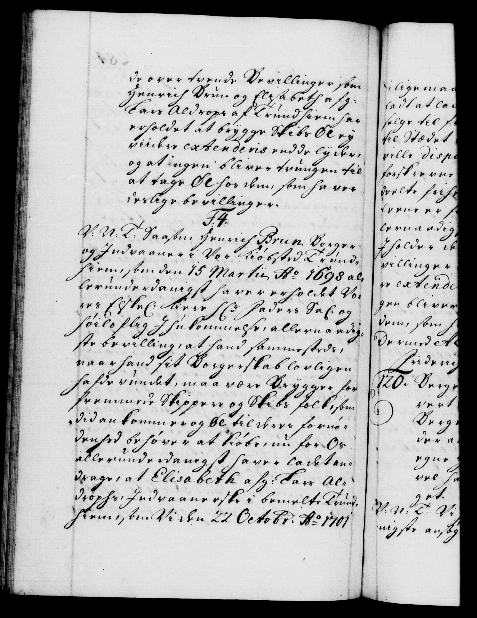 Danske Kanselli 1572-1799, AV/RA-EA-3023/F/Fc/Fca/Fcab/L0017: Norske tegnelser, 1704-1706, p. 284b