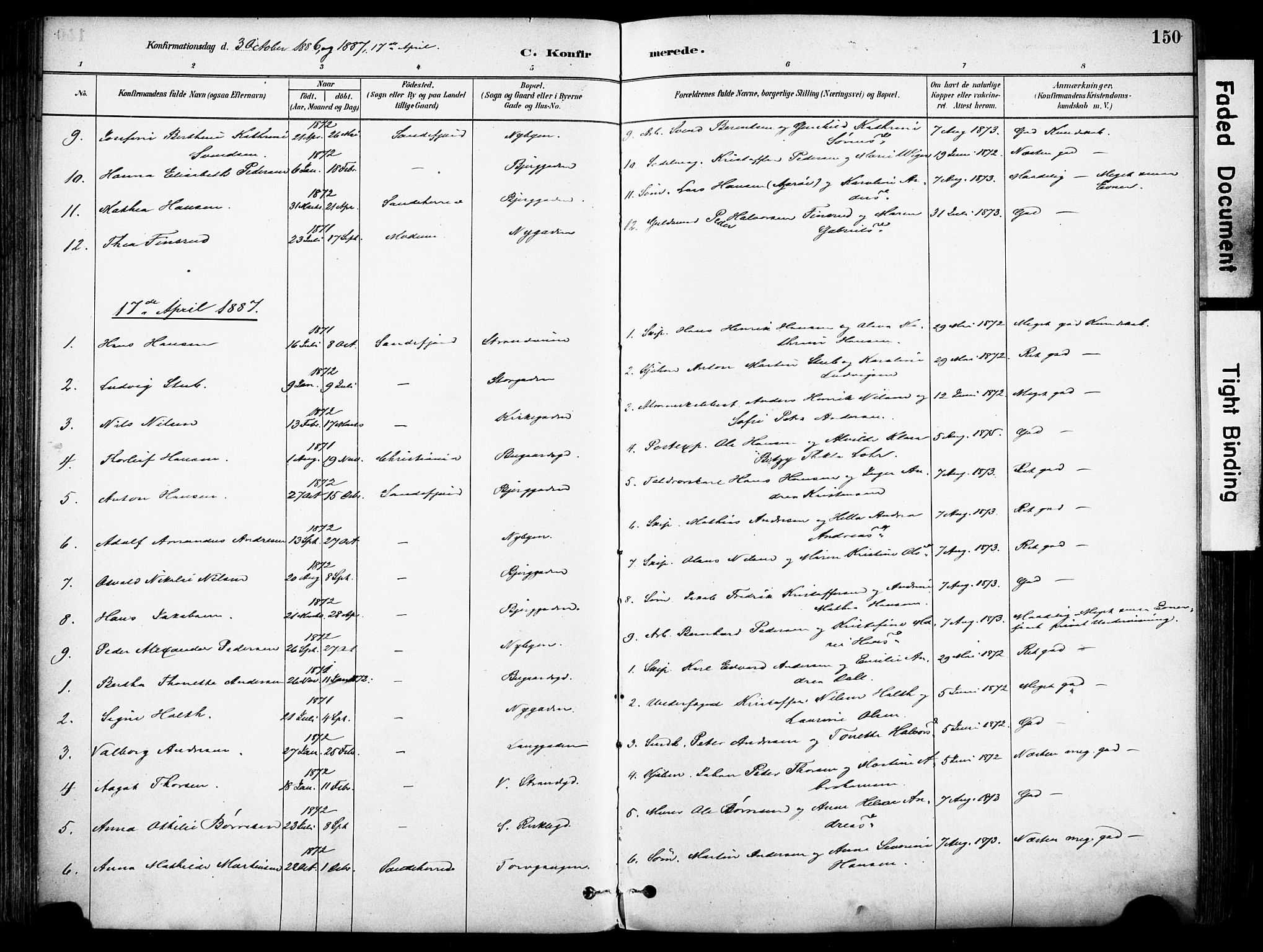 Sandefjord kirkebøker, SAKO/A-315/F/Fa/L0002: Parish register (official) no. 2, 1880-1894, p. 150