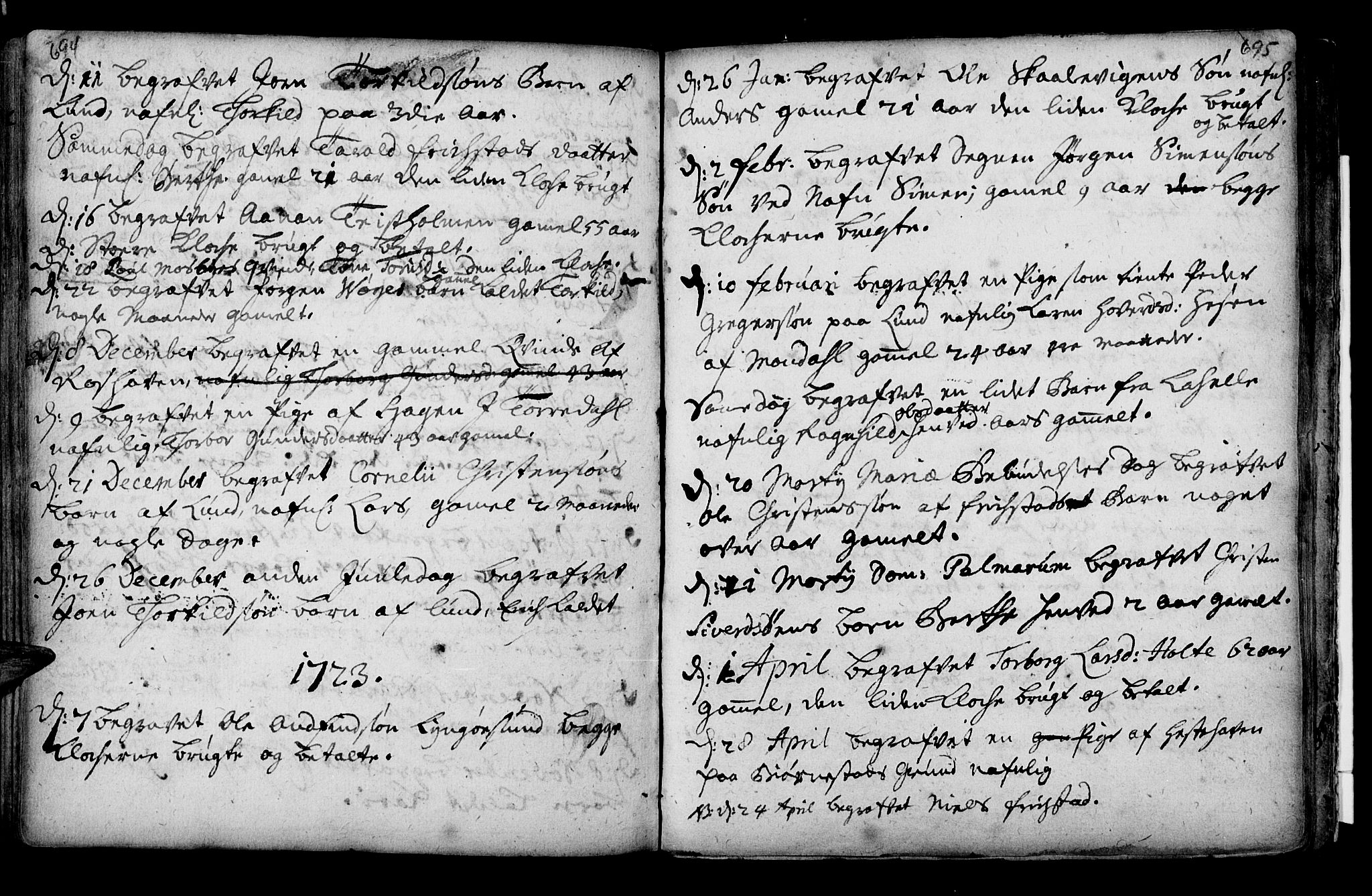 Oddernes sokneprestkontor, SAK/1111-0033/F/Fa/Faa/L0002: Parish register (official) no. A 2, 1719-1764, p. 694-695