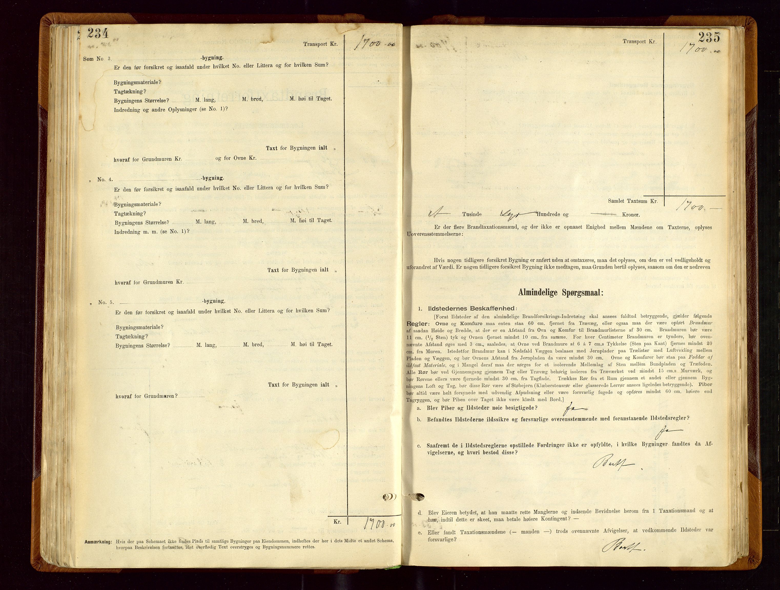 Sauda lensmannskontor, SAST/A-100177/Gob/L0001: Branntakstprotokoll - skjematakst, 1894-1914, p. 234-235