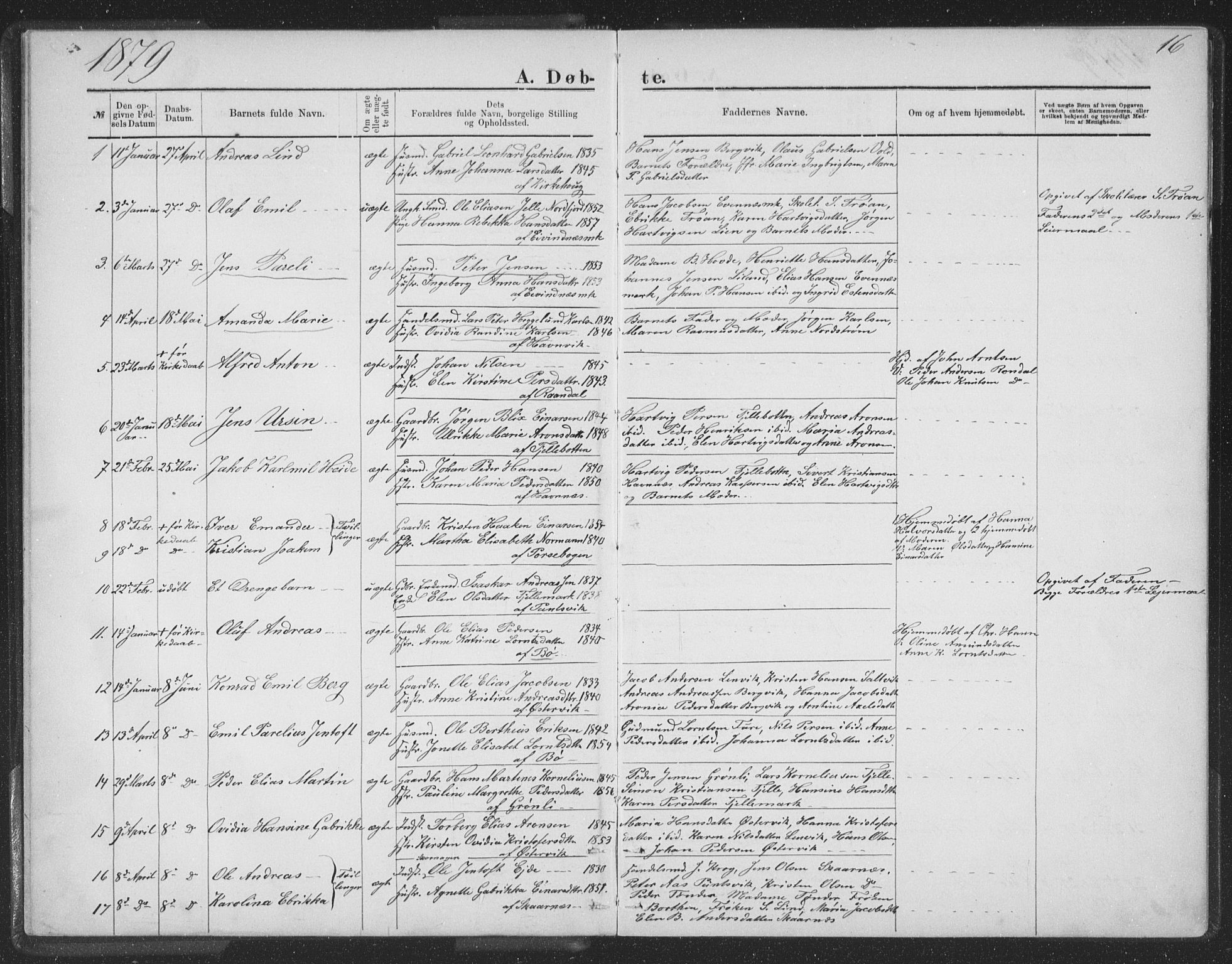 Ministerialprotokoller, klokkerbøker og fødselsregistre - Nordland, AV/SAT-A-1459/863/L0913: Parish register (copy) no. 863C03, 1877-1885, p. 16