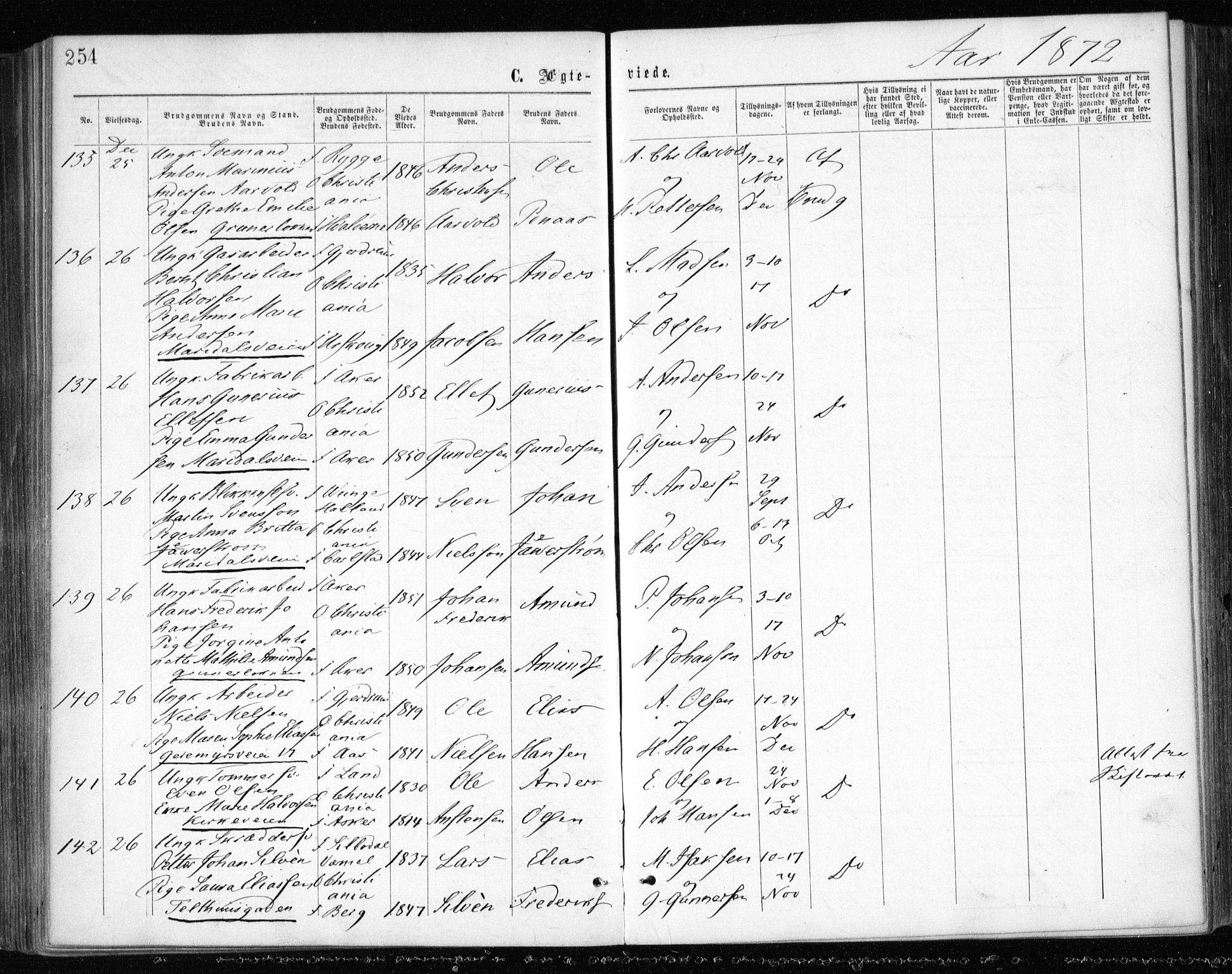 Gamle Aker prestekontor Kirkebøker, AV/SAO-A-10617a/F/L0003: Parish register (official) no. 3, 1865-1873, p. 254