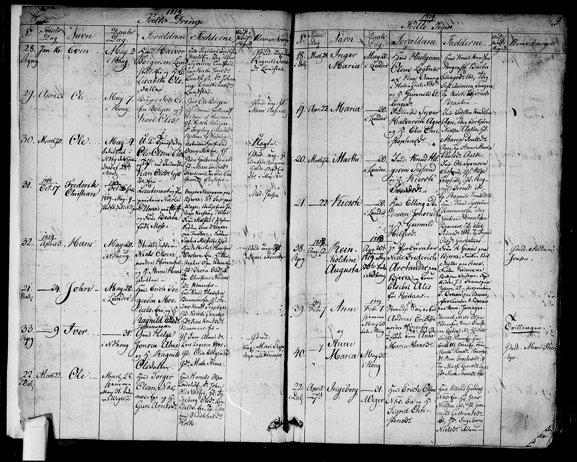 Norderhov kirkebøker, SAKO/A-237/F/Fa/L0009: Parish register (official) no. 9, 1819-1837, p. 8-9