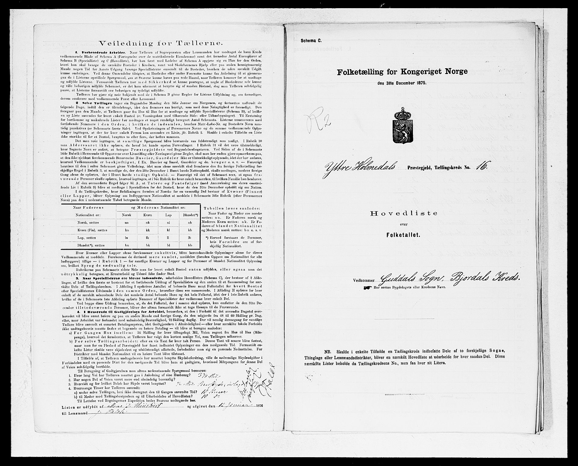 SAB, 1875 census for 1429P Ytre Holmedal, 1875, p. 38