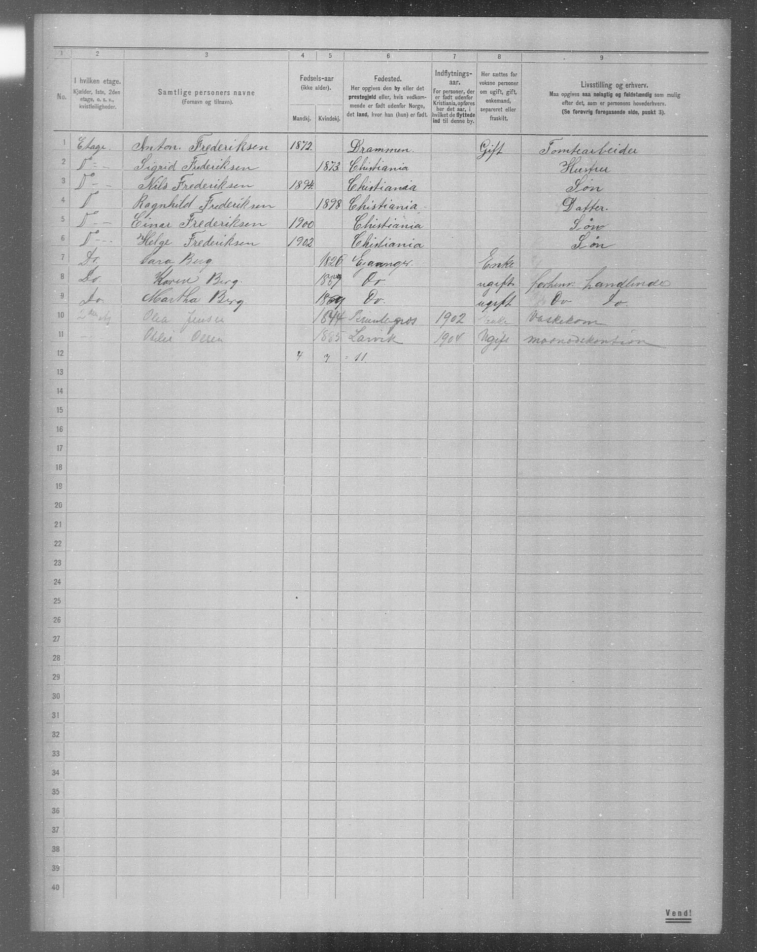 OBA, Municipal Census 1904 for Kristiania, 1904, p. 9998