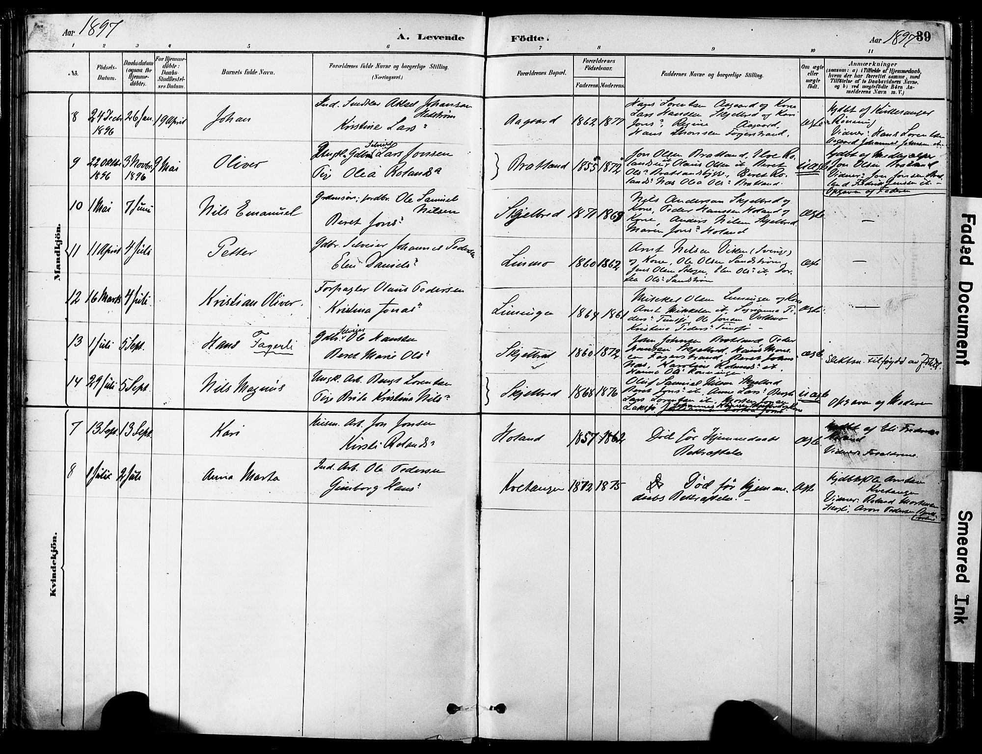 Ministerialprotokoller, klokkerbøker og fødselsregistre - Nord-Trøndelag, SAT/A-1458/755/L0494: Parish register (official) no. 755A03, 1882-1902, p. 39