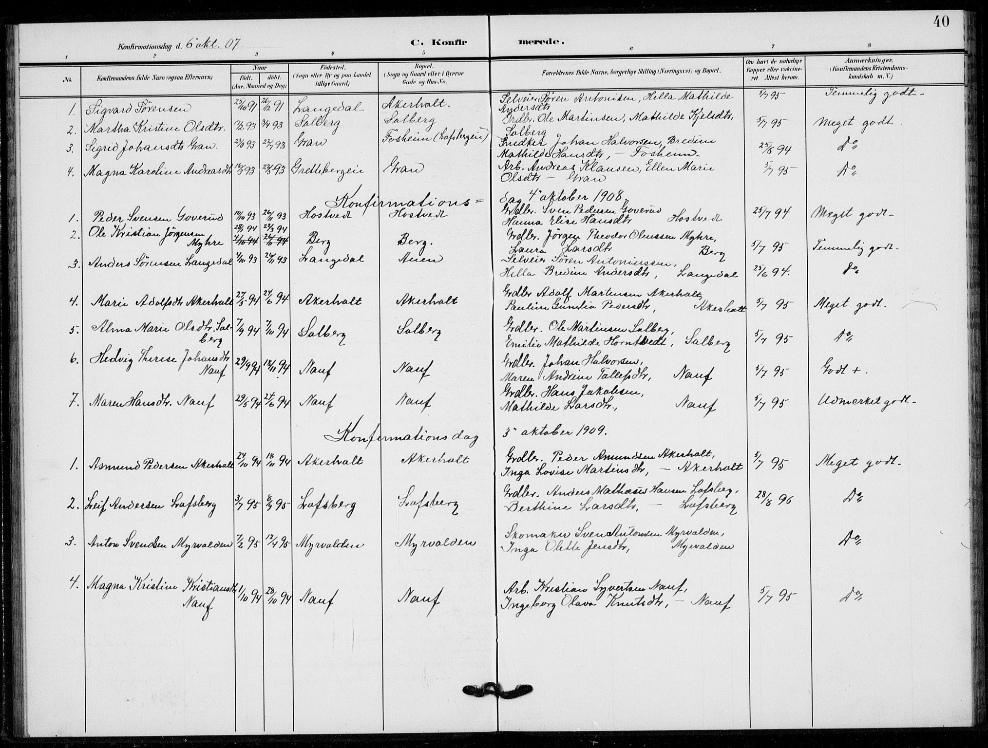 Hof kirkebøker, AV/SAKO-A-64/G/Gb/L0003: Parish register (copy) no. II 3, 1902-1917, p. 40