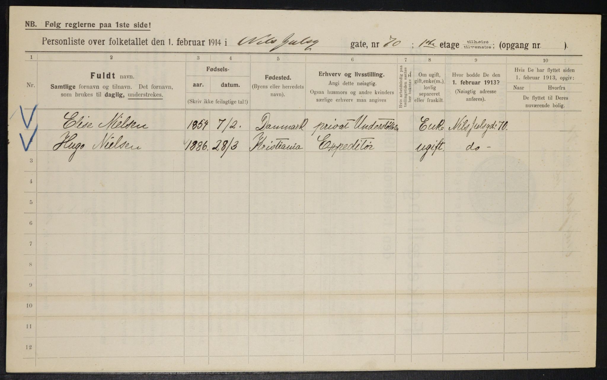 OBA, Municipal Census 1914 for Kristiania, 1914, p. 70950