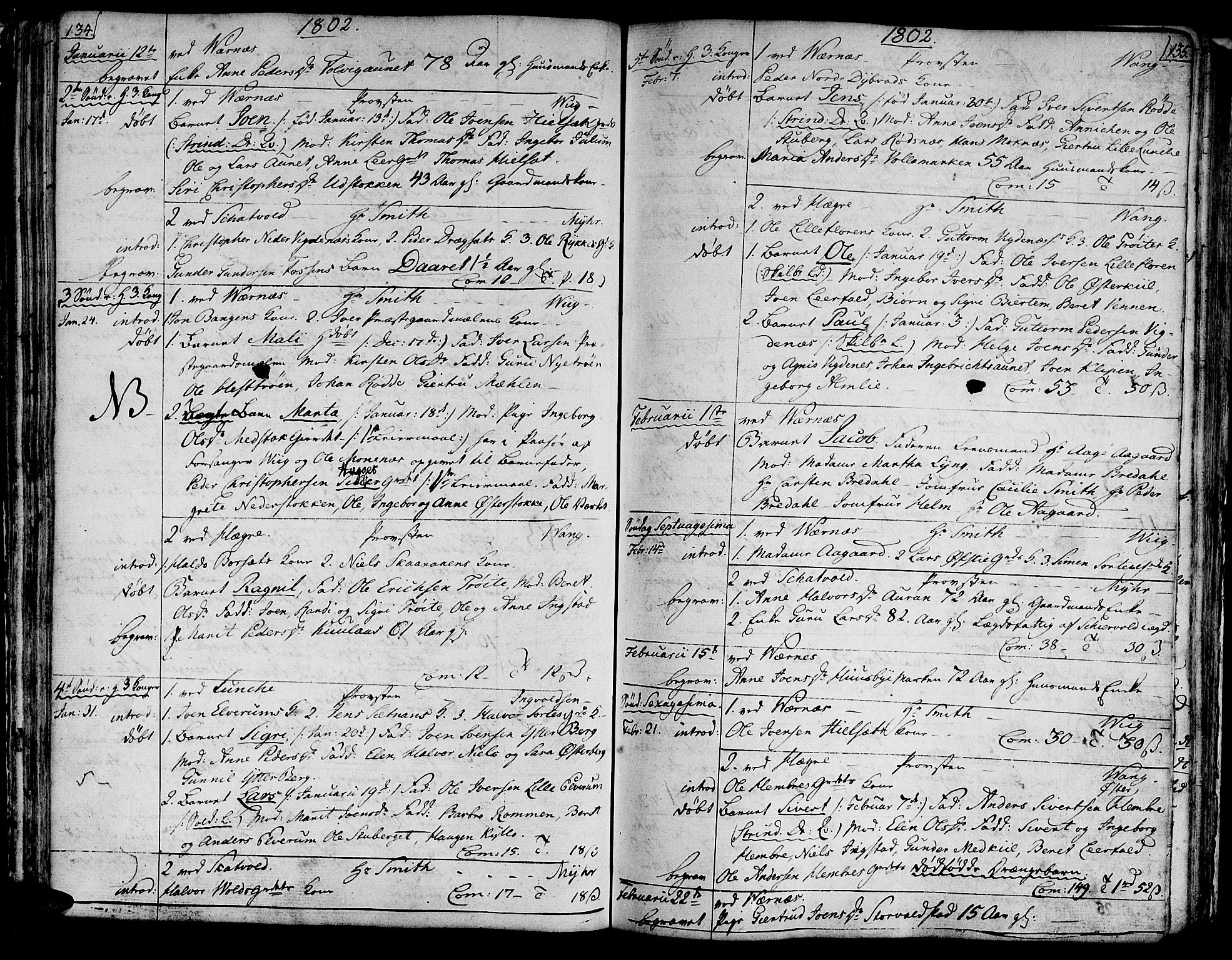 Ministerialprotokoller, klokkerbøker og fødselsregistre - Nord-Trøndelag, SAT/A-1458/709/L0060: Parish register (official) no. 709A07, 1797-1815, p. 134-135