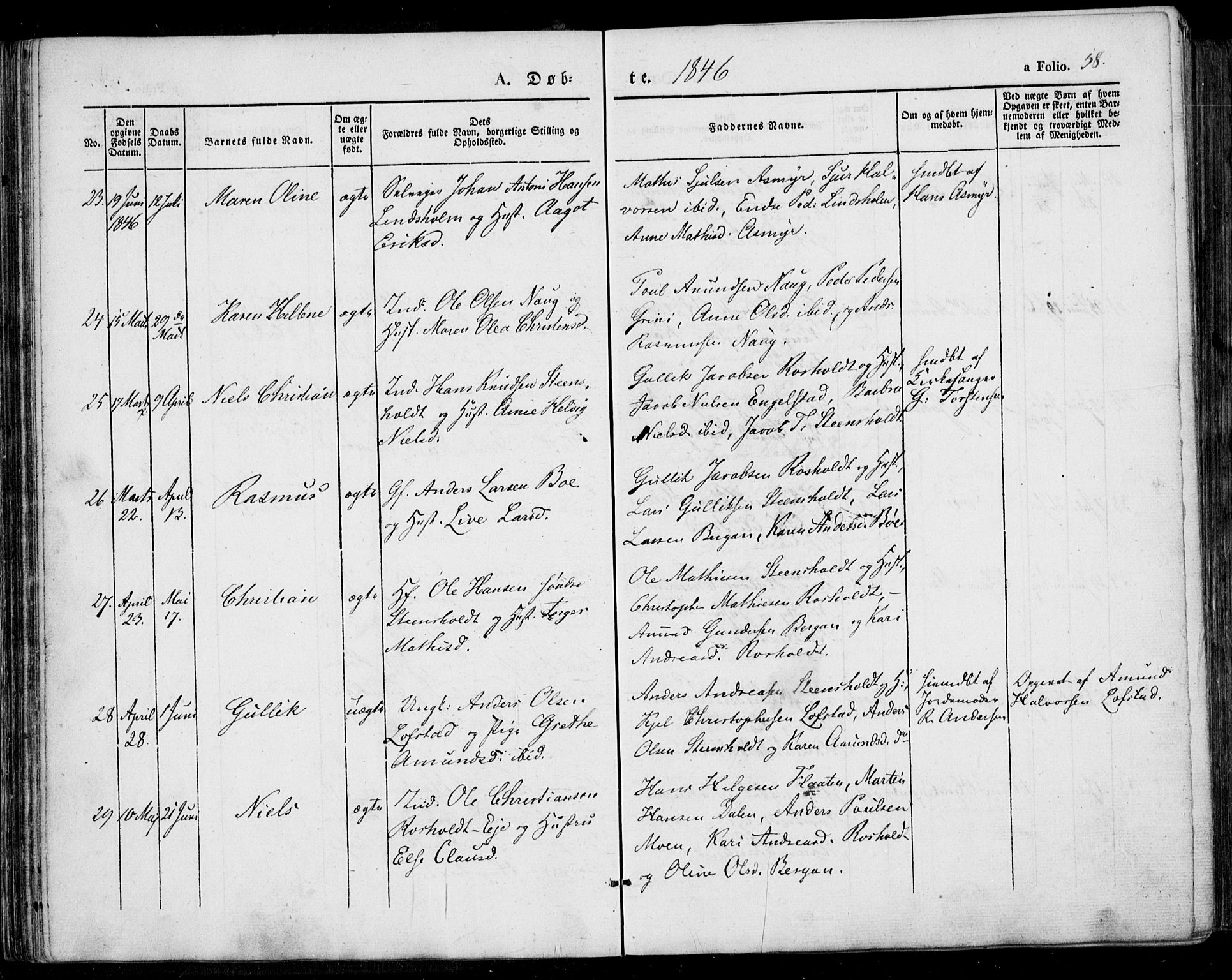 Lardal kirkebøker, SAKO/A-350/F/Fa/L0006: Parish register (official) no. I 6, 1835-1860, p. 58