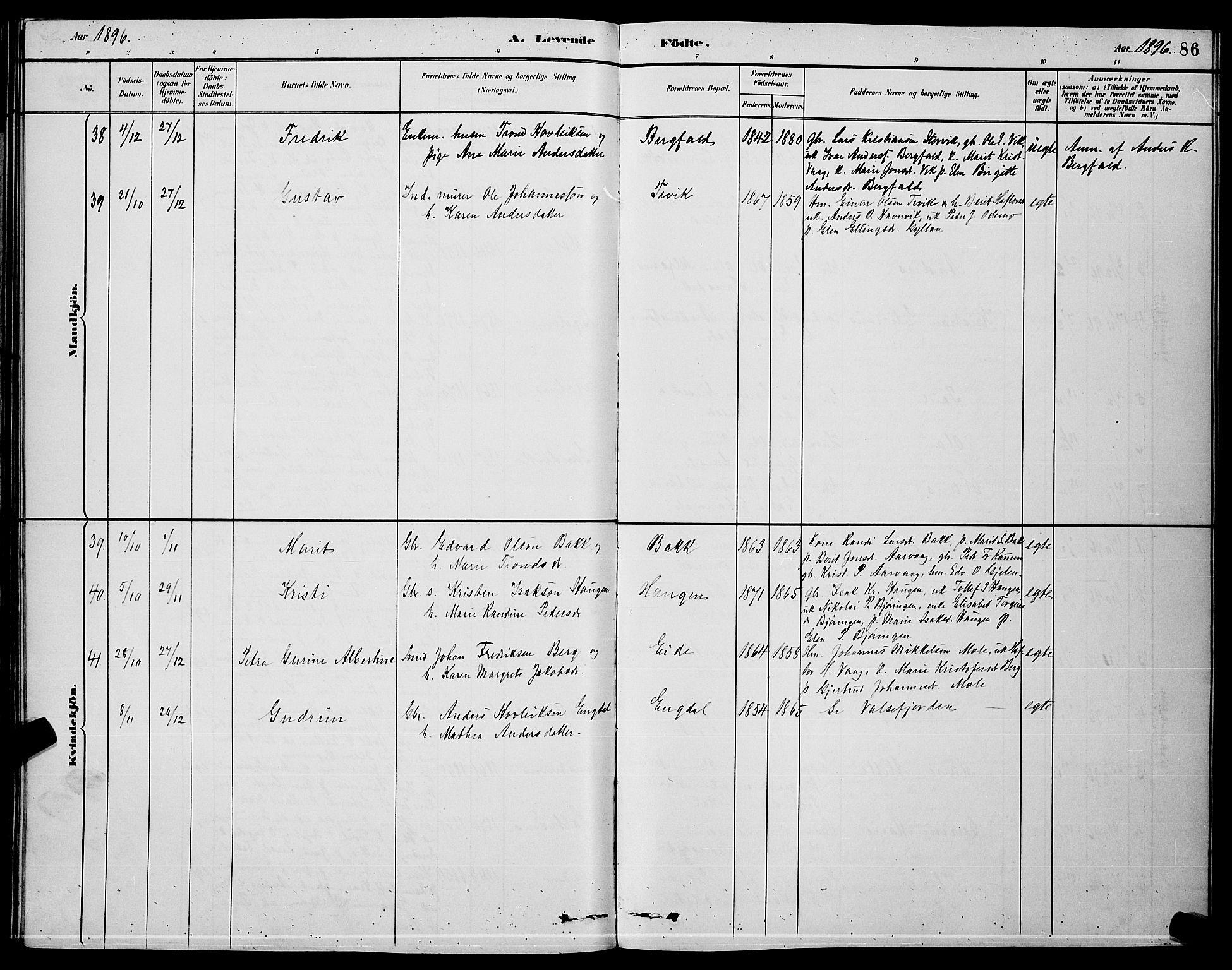 Ministerialprotokoller, klokkerbøker og fødselsregistre - Møre og Romsdal, AV/SAT-A-1454/578/L0909: Parish register (copy) no. 578C02, 1882-1900, p. 86