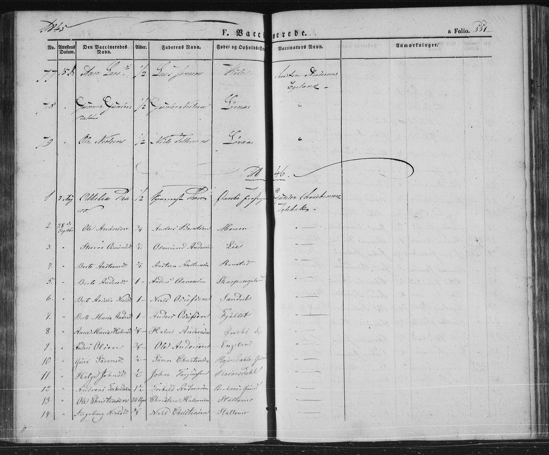 Vennesla sokneprestkontor, SAK/1111-0045/Fa/Fac/L0004: Parish register (official) no. A 4, 1834-1855, p. 551