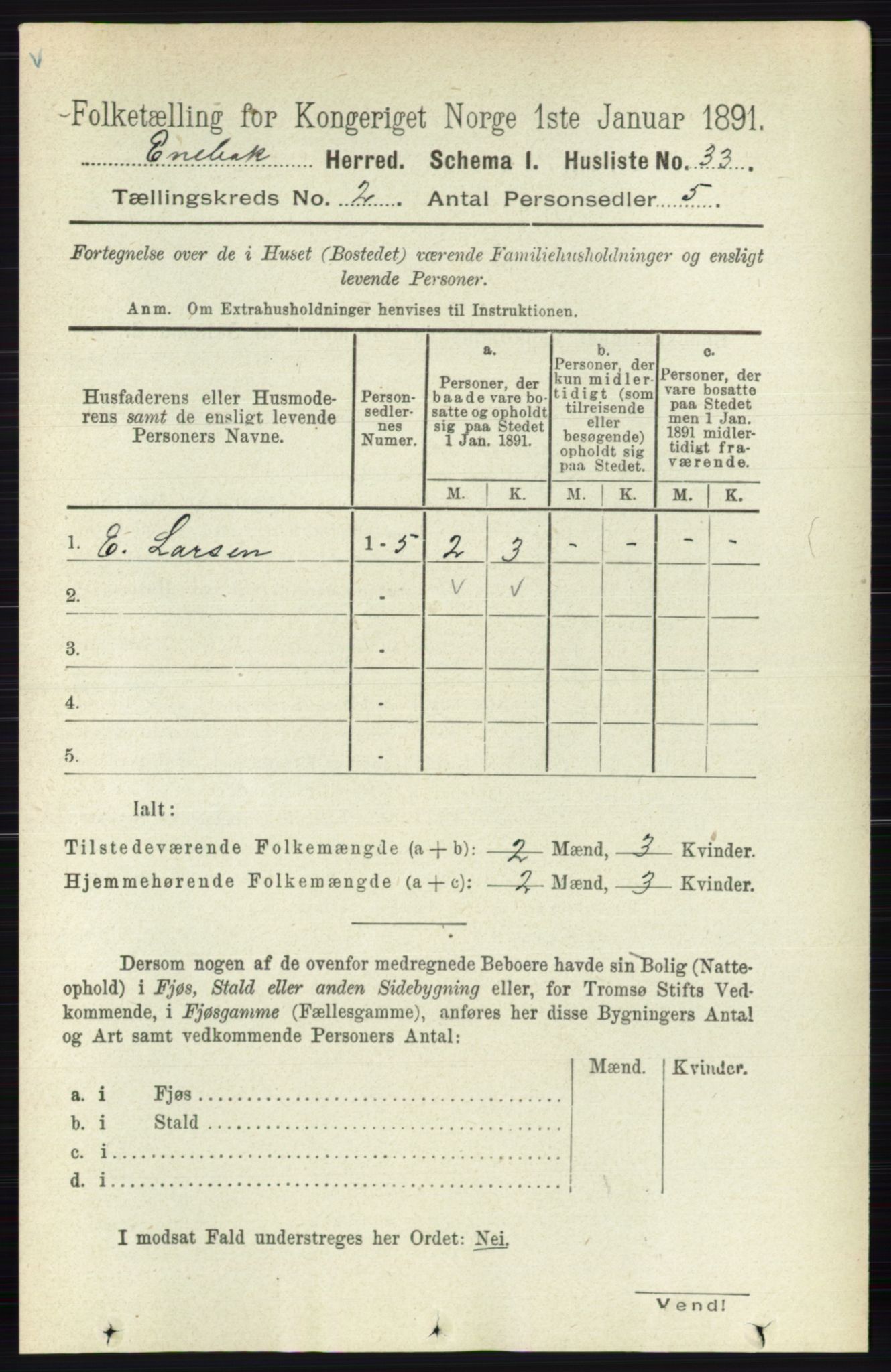 RA, 1891 census for 0229 Enebakk, 1891, p. 738