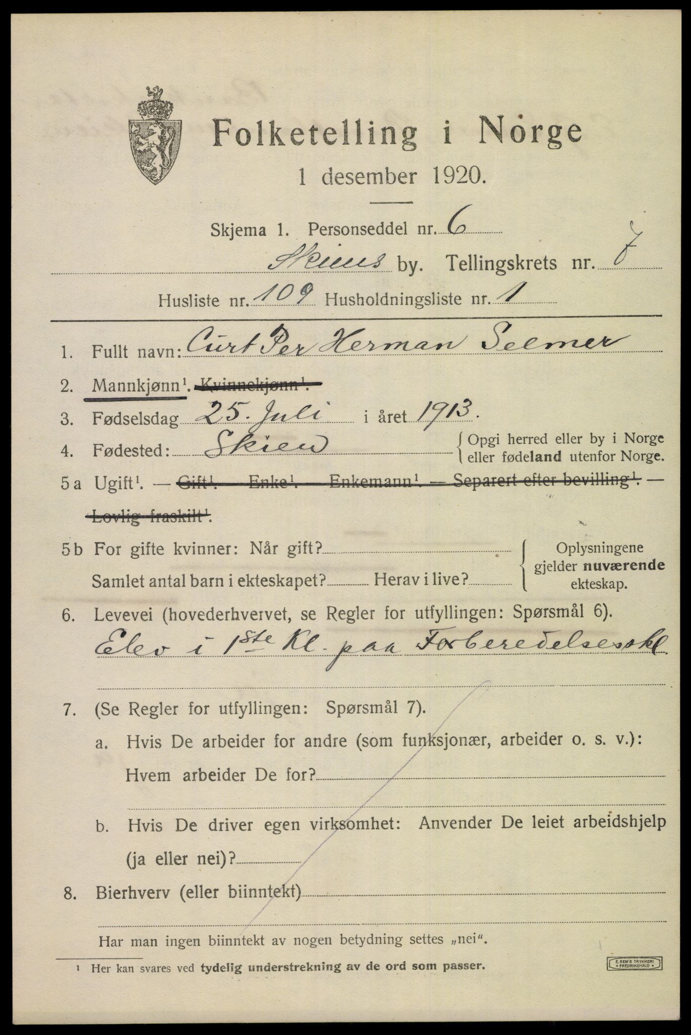 SAKO, 1920 census for Skien, 1920, p. 26774