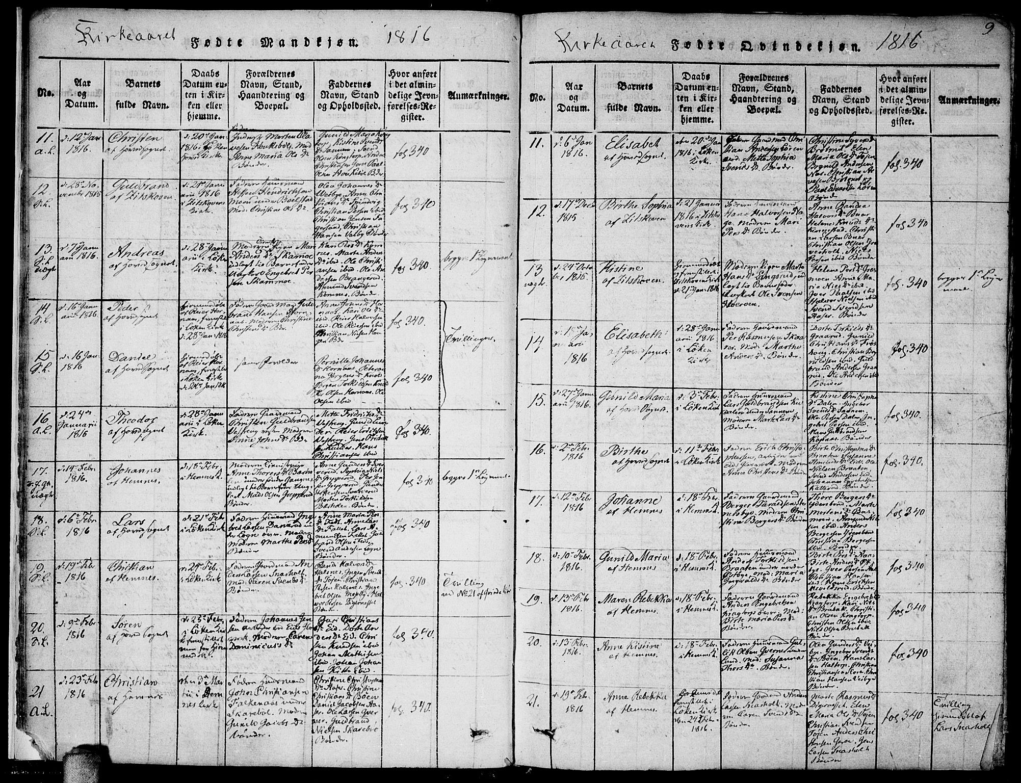 Høland prestekontor Kirkebøker, AV/SAO-A-10346a/F/Fa/L0007: Parish register (official) no. I 7, 1814-1827, p. 9