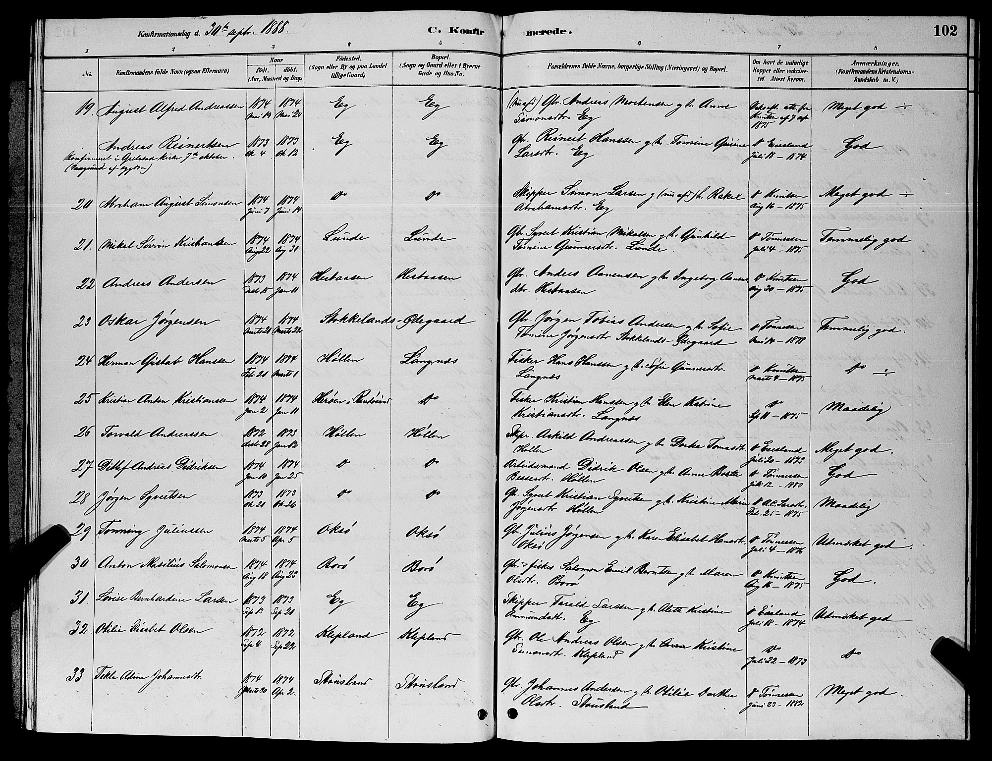 Søgne sokneprestkontor, SAK/1111-0037/F/Fb/Fbb/L0005: Parish register (copy) no. B 5, 1884-1891, p. 102