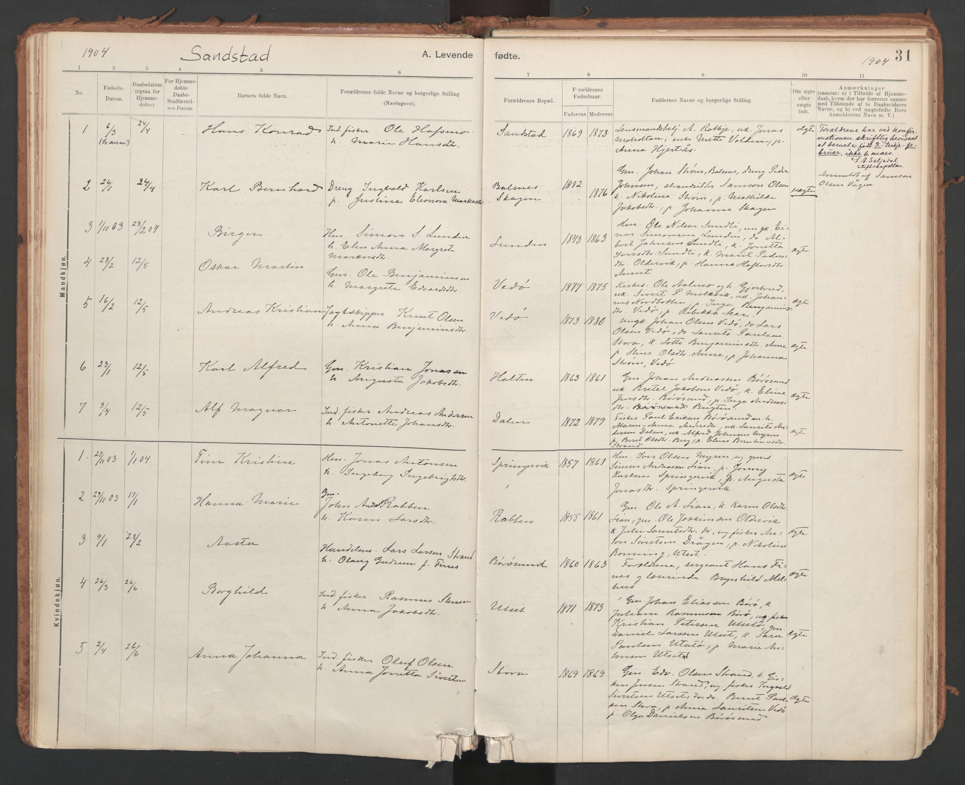 Ministerialprotokoller, klokkerbøker og fødselsregistre - Sør-Trøndelag, SAT/A-1456/639/L0572: Parish register (official) no. 639A01, 1890-1920, p. 31
