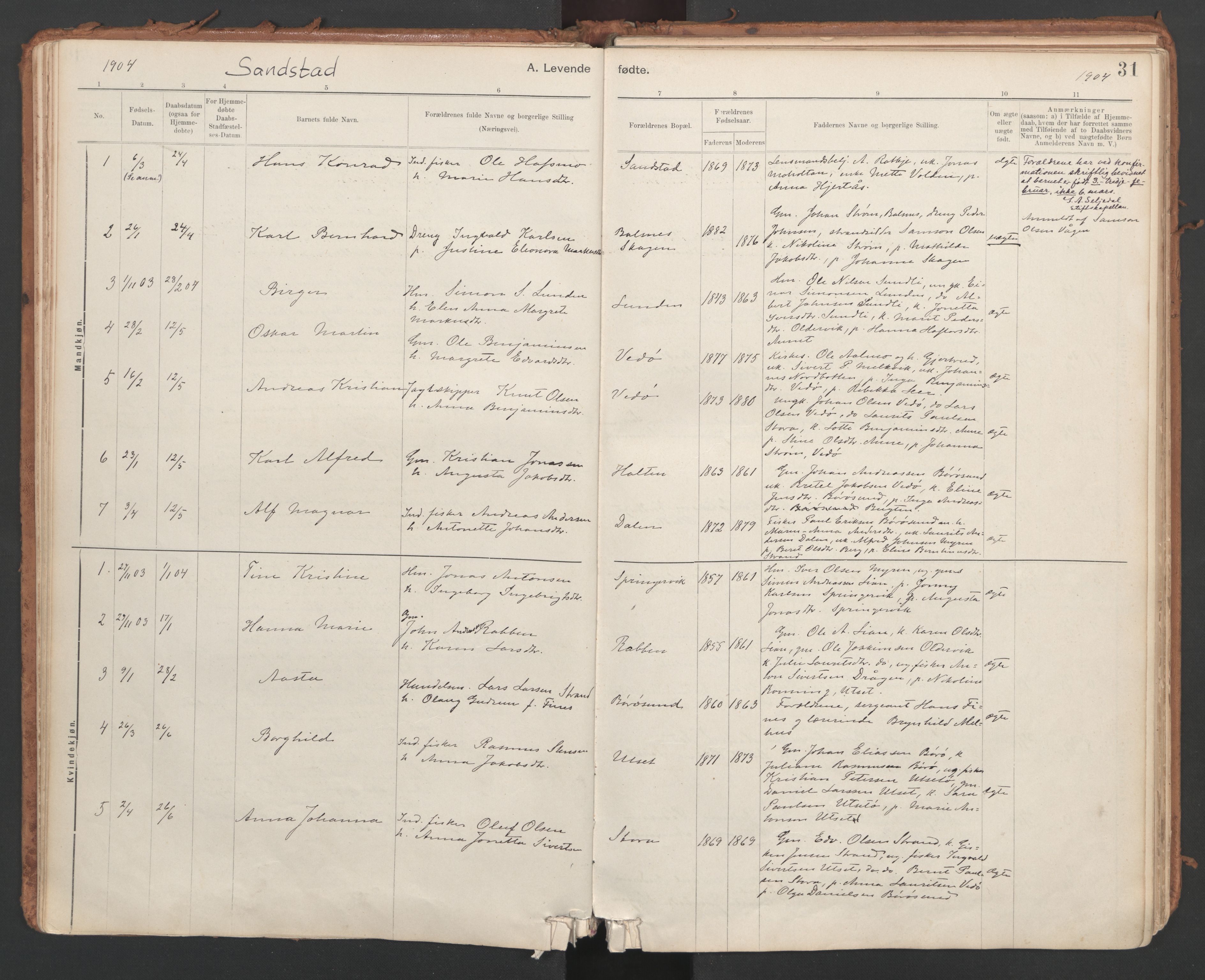 Ministerialprotokoller, klokkerbøker og fødselsregistre - Sør-Trøndelag, AV/SAT-A-1456/639/L0572: Parish register (official) no. 639A01, 1890-1920, p. 31