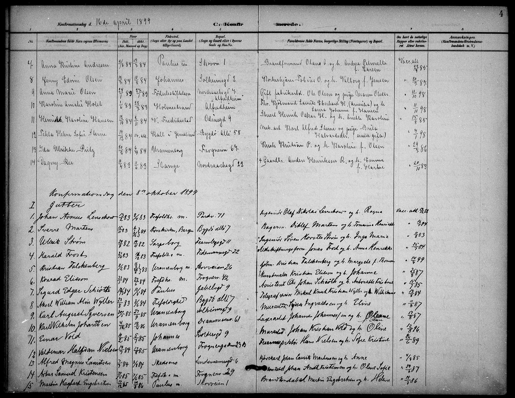 Frogner prestekontor Kirkebøker, SAO/A-10886/F/Fa/L0001: Parish register (official) no. 1, 1898-1916, p. 4
